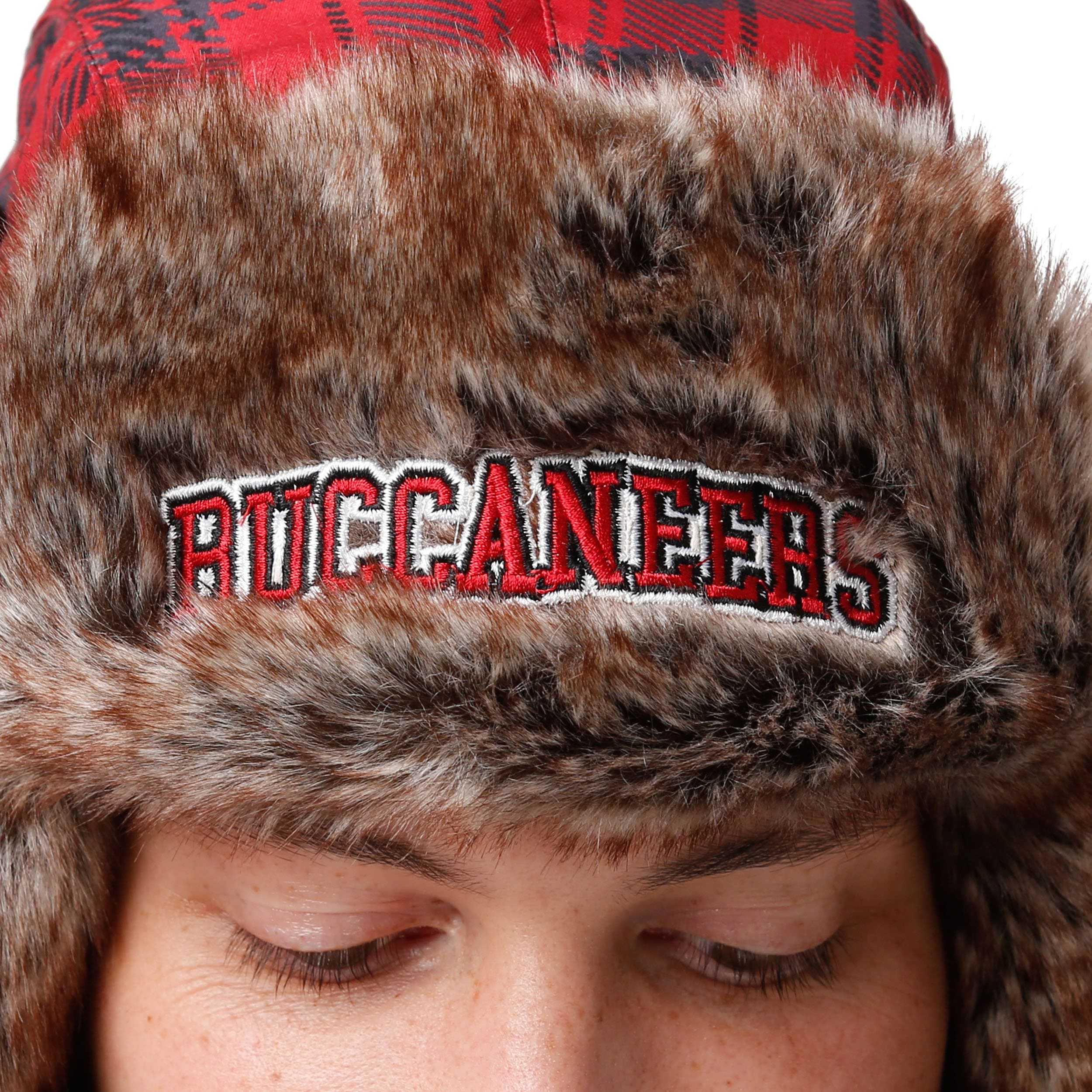 Tampa Bay Buccaneers NFL Wordmark Flannel Trapper Hat - Image 4
