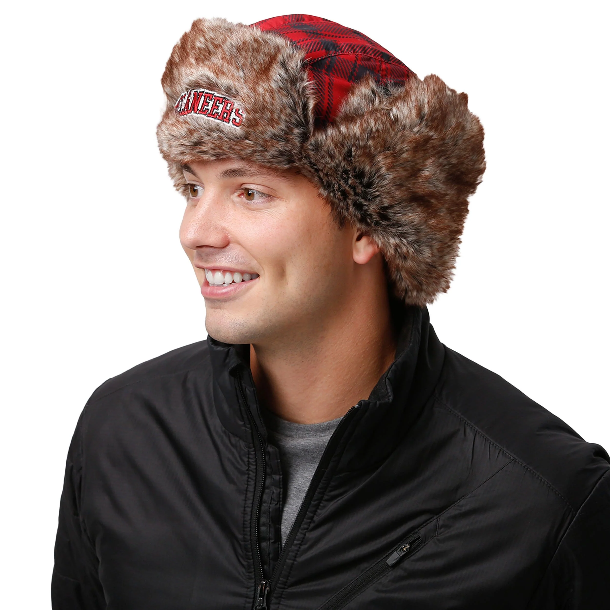 Tampa Bay Buccaneers NFL Wordmark Flannel Trapper Hat - Image 5