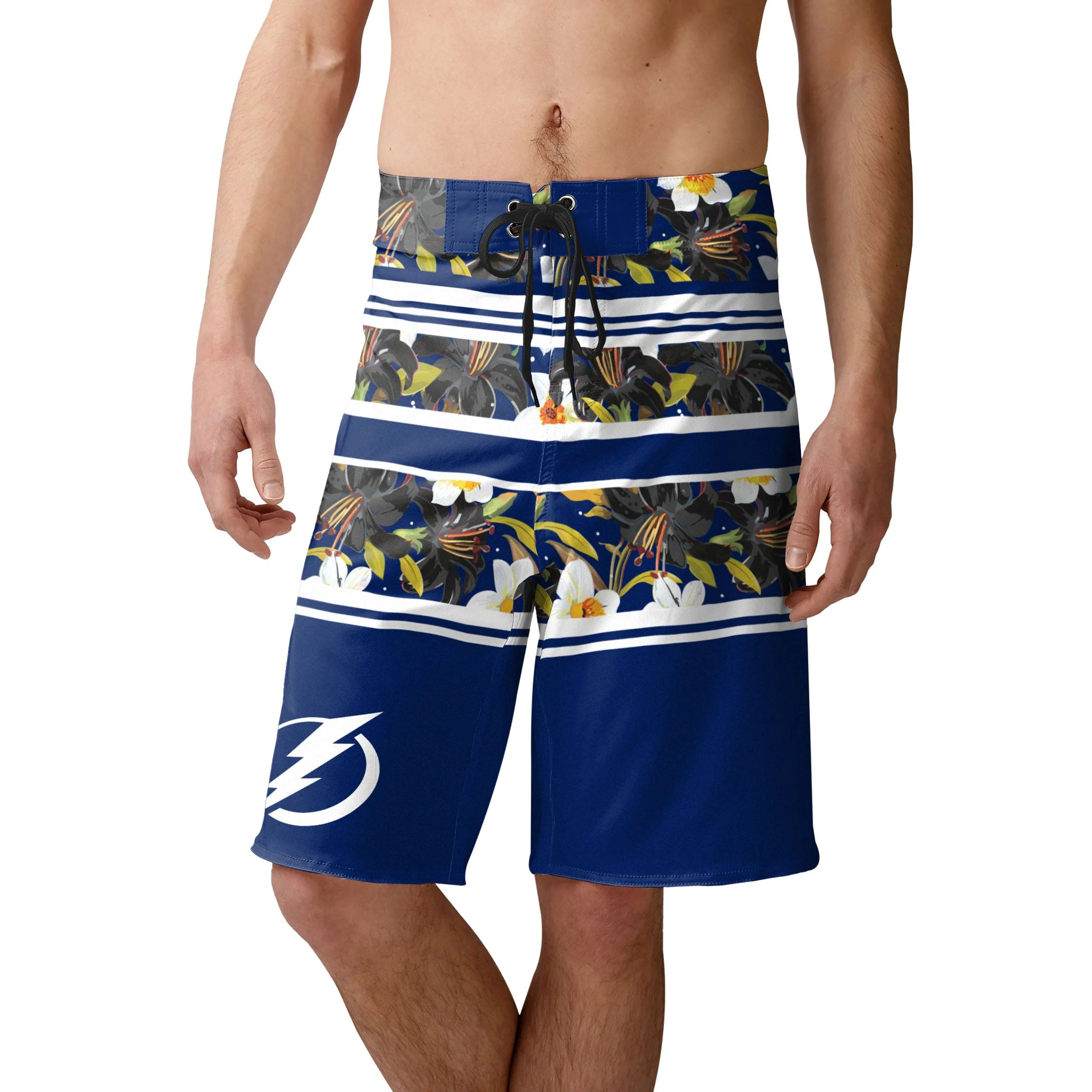 Tampa Bay Lightning Mens NHL Floral Stripe Boardshorts - Image 2