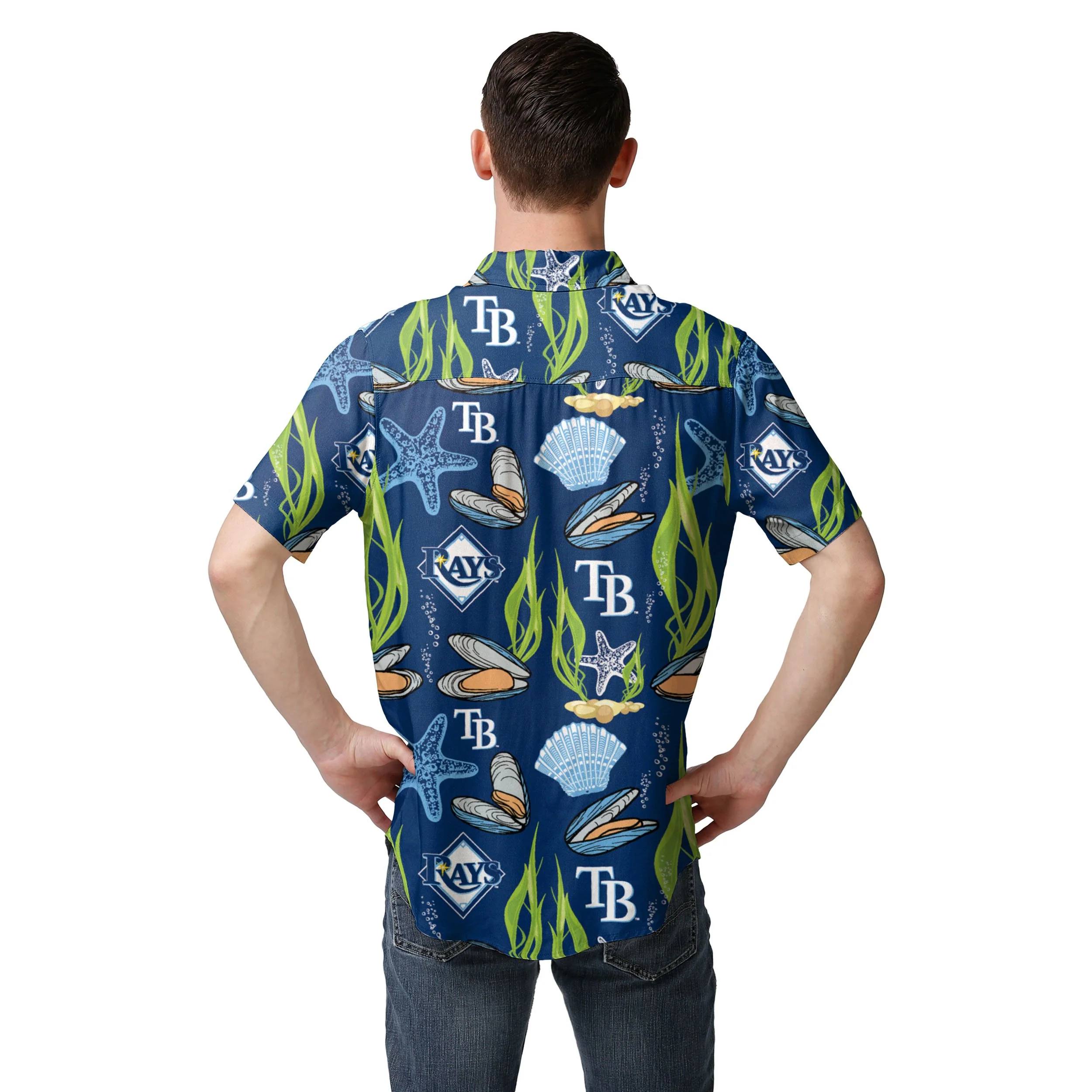 Tampa Bay Rays MLB Mens Floral Button Up Shirt - Image 3