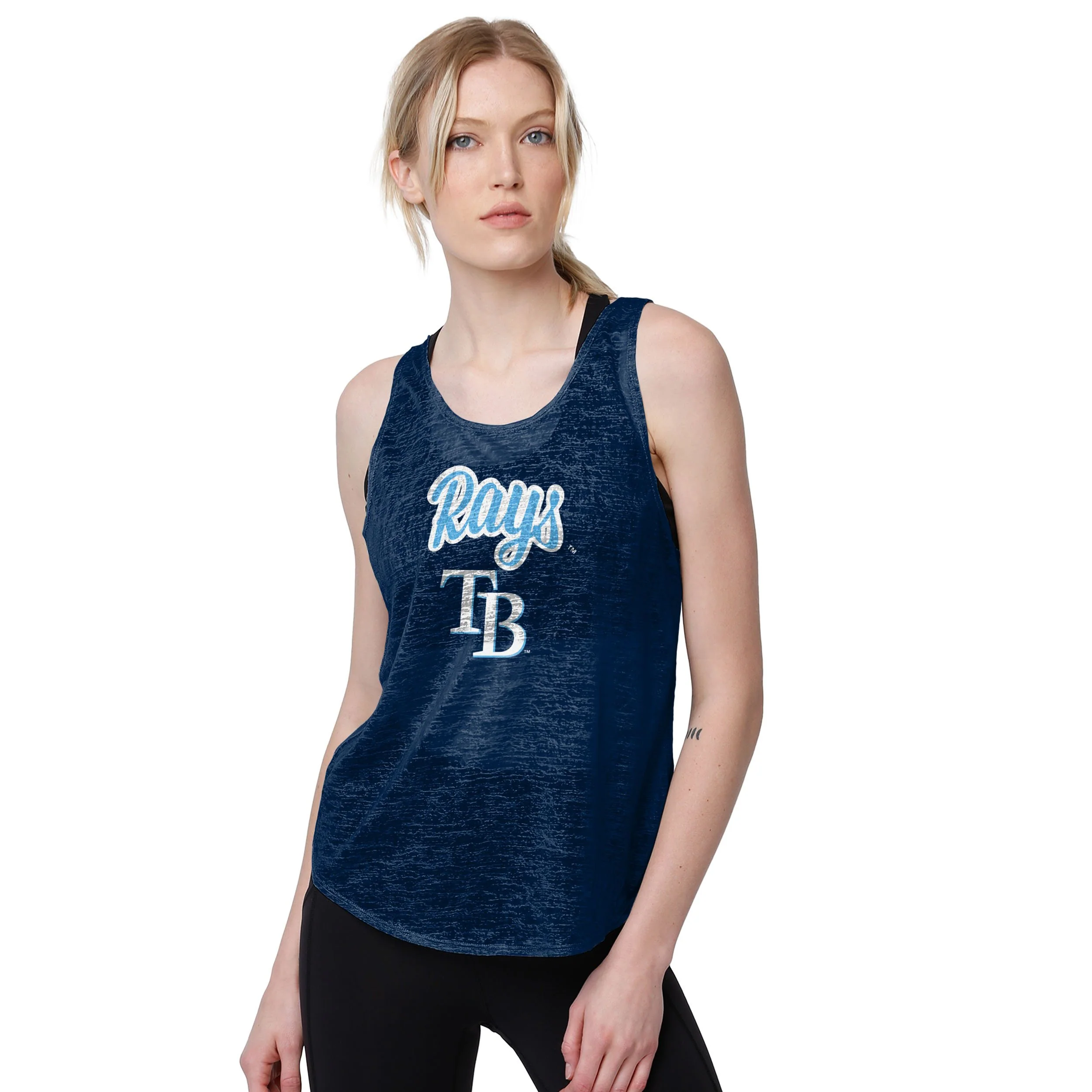 Tampa Bay Rays MLB Womens Burn Out Sleeveless Top - Image 2