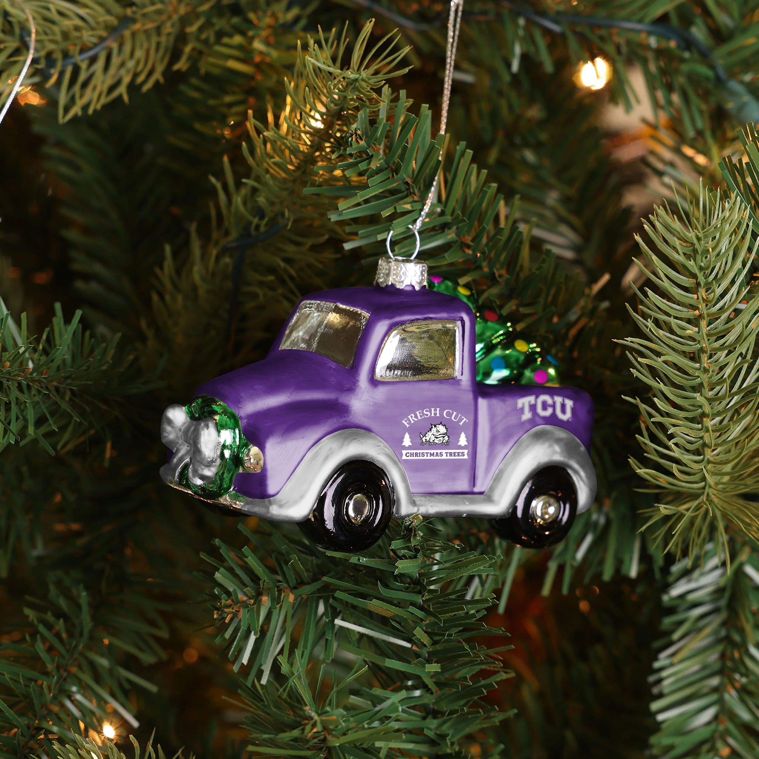 TCU Horned Frogs NCAA Blown Glass Truck Ornament - Image 3
