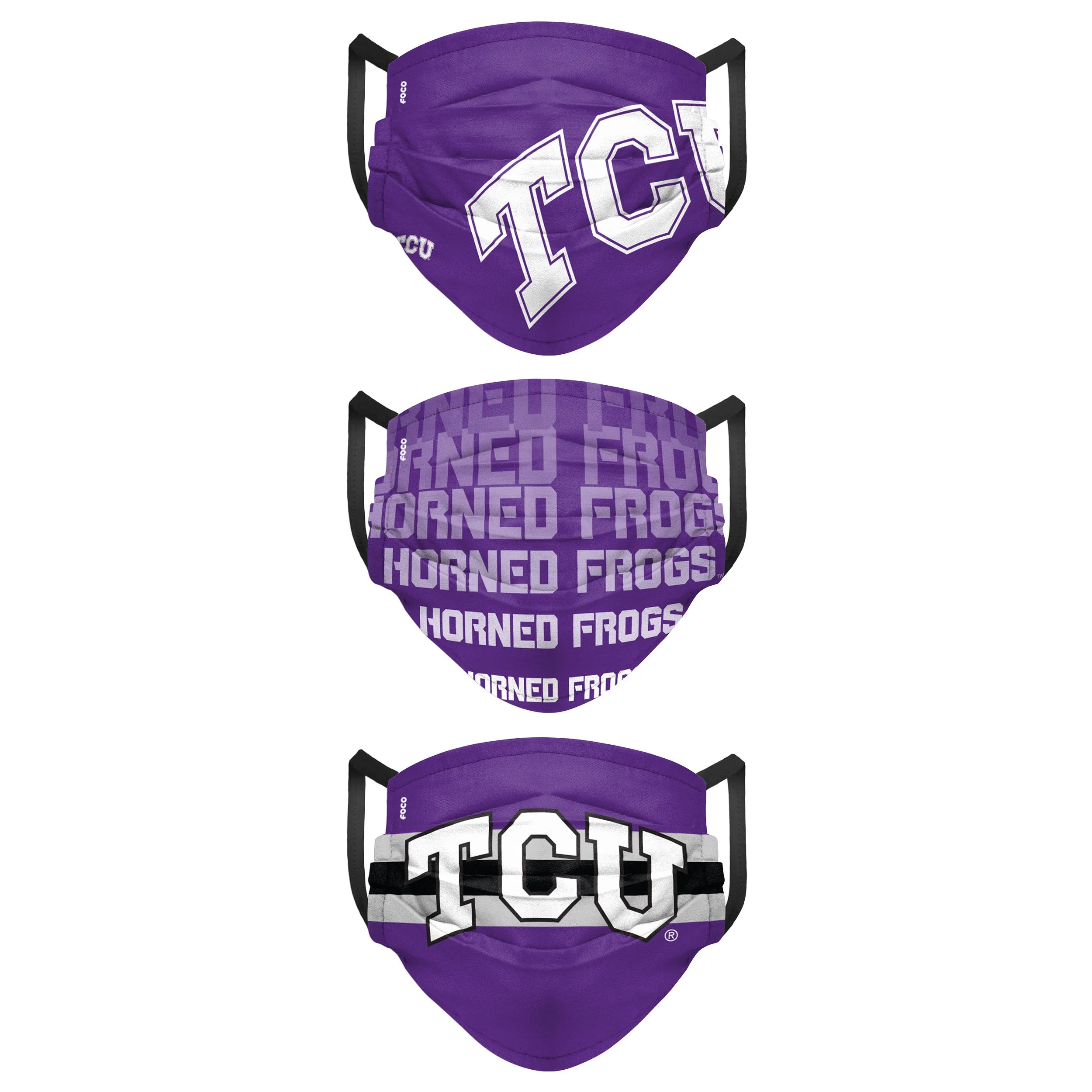 TCU Horned Frogs NCAA Mens Matchday 3 Pack Face Cover - Image 2