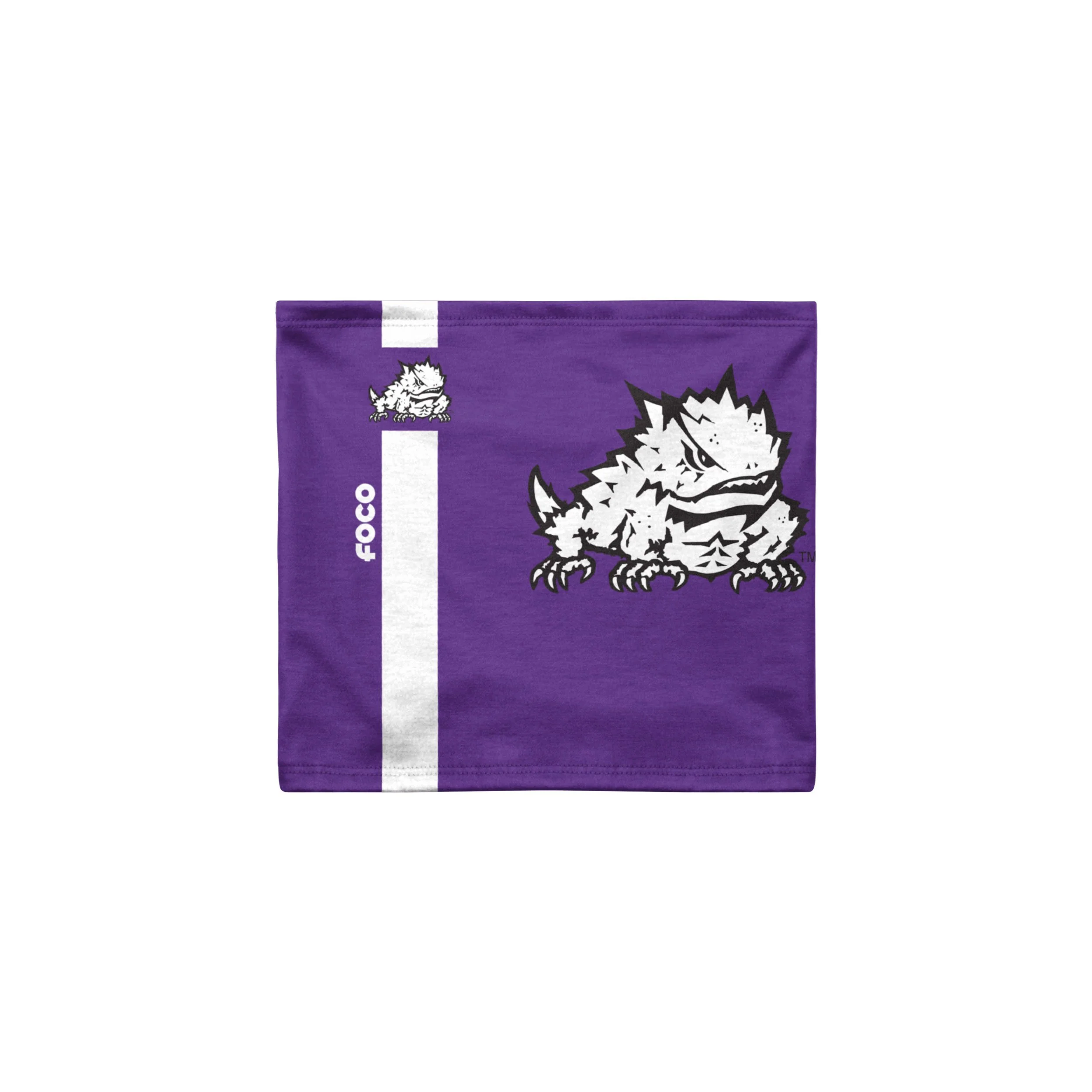 TCU Horned Frogs NCAA On-Field Sideline Team Stripe Big Logo Gaiter Scarf - Image 2