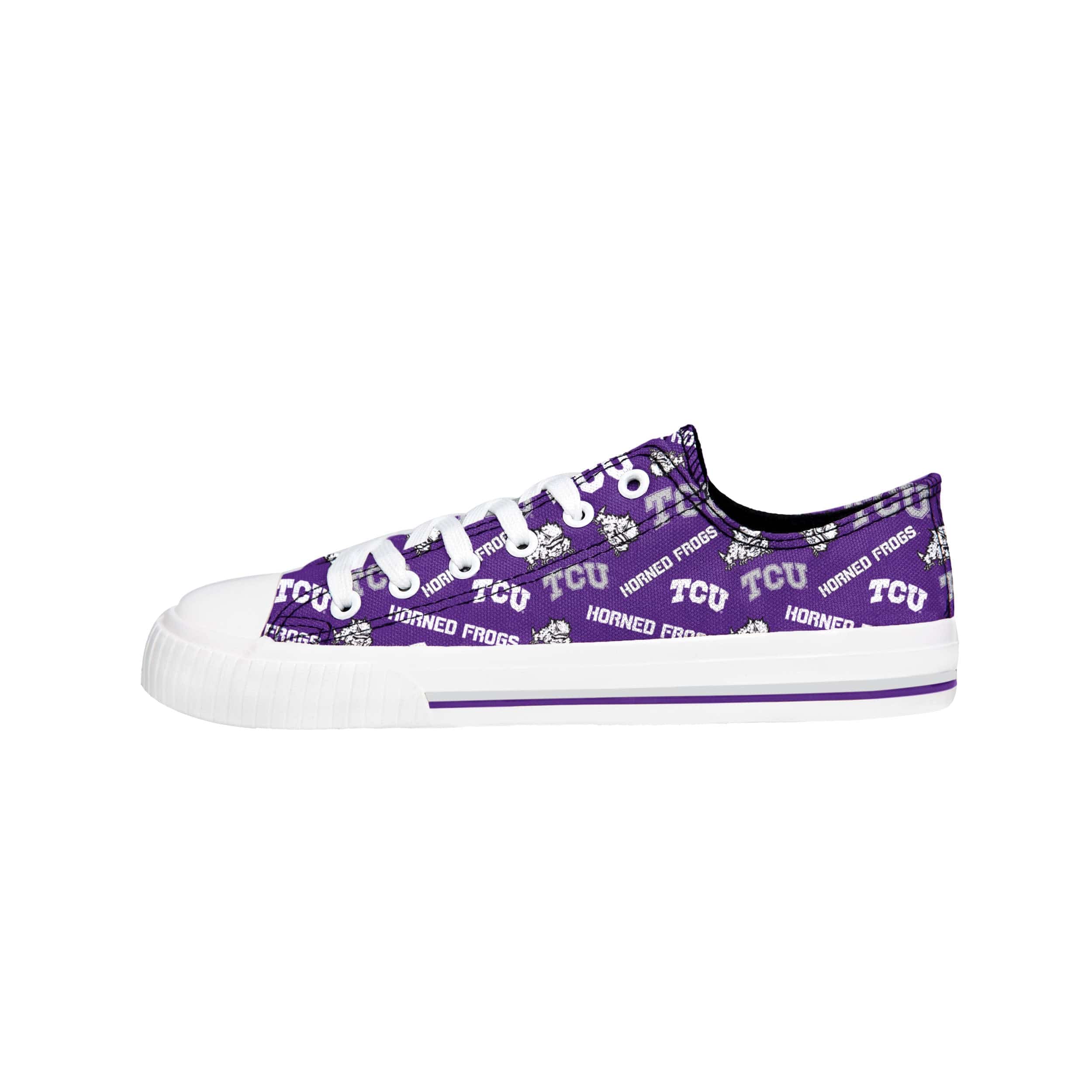 TCU Horned Frogs NCAA Womens Low Top Repeat Print Canvas Shoes - Image 2