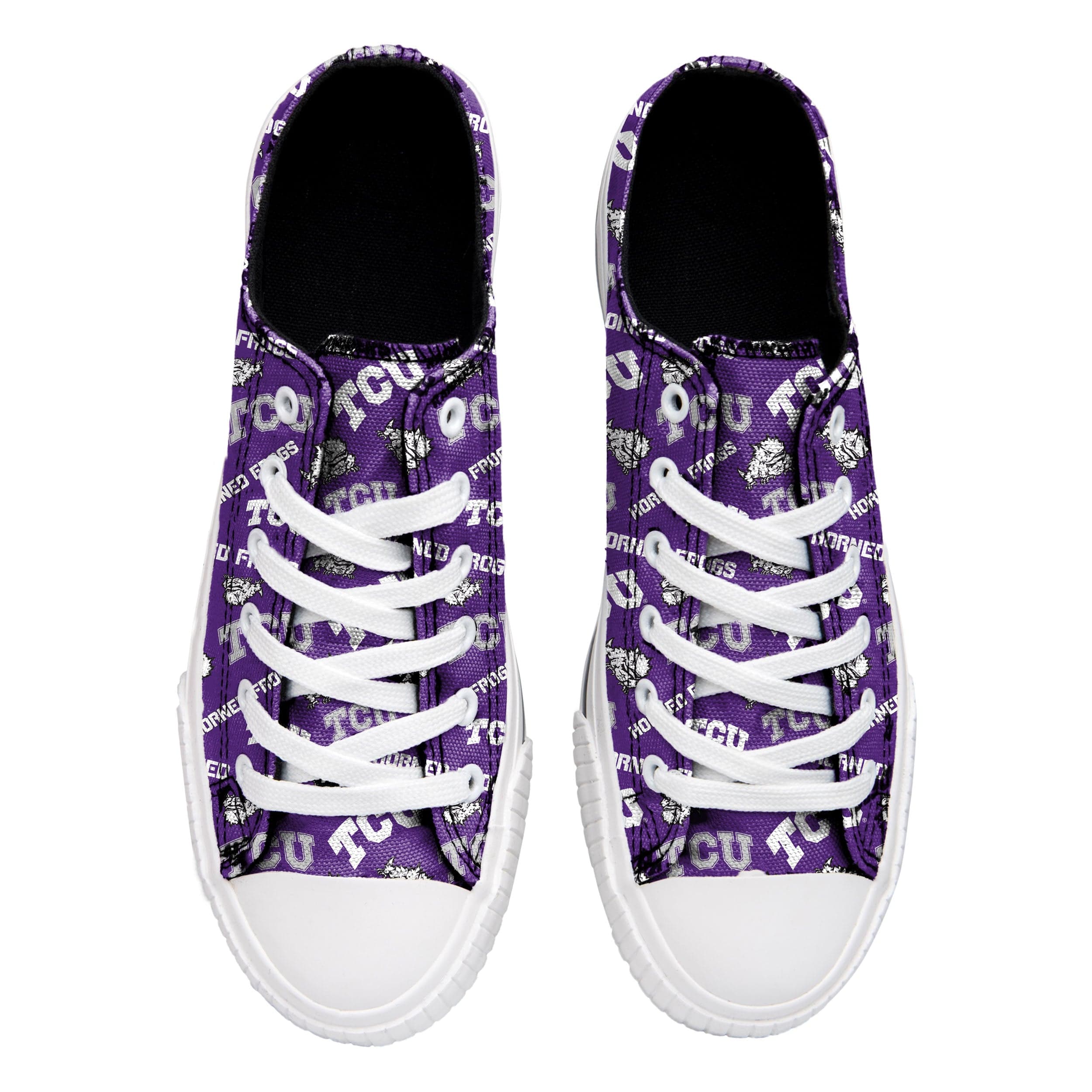 TCU Horned Frogs NCAA Womens Low Top Repeat Print Canvas Shoes - Image 3
