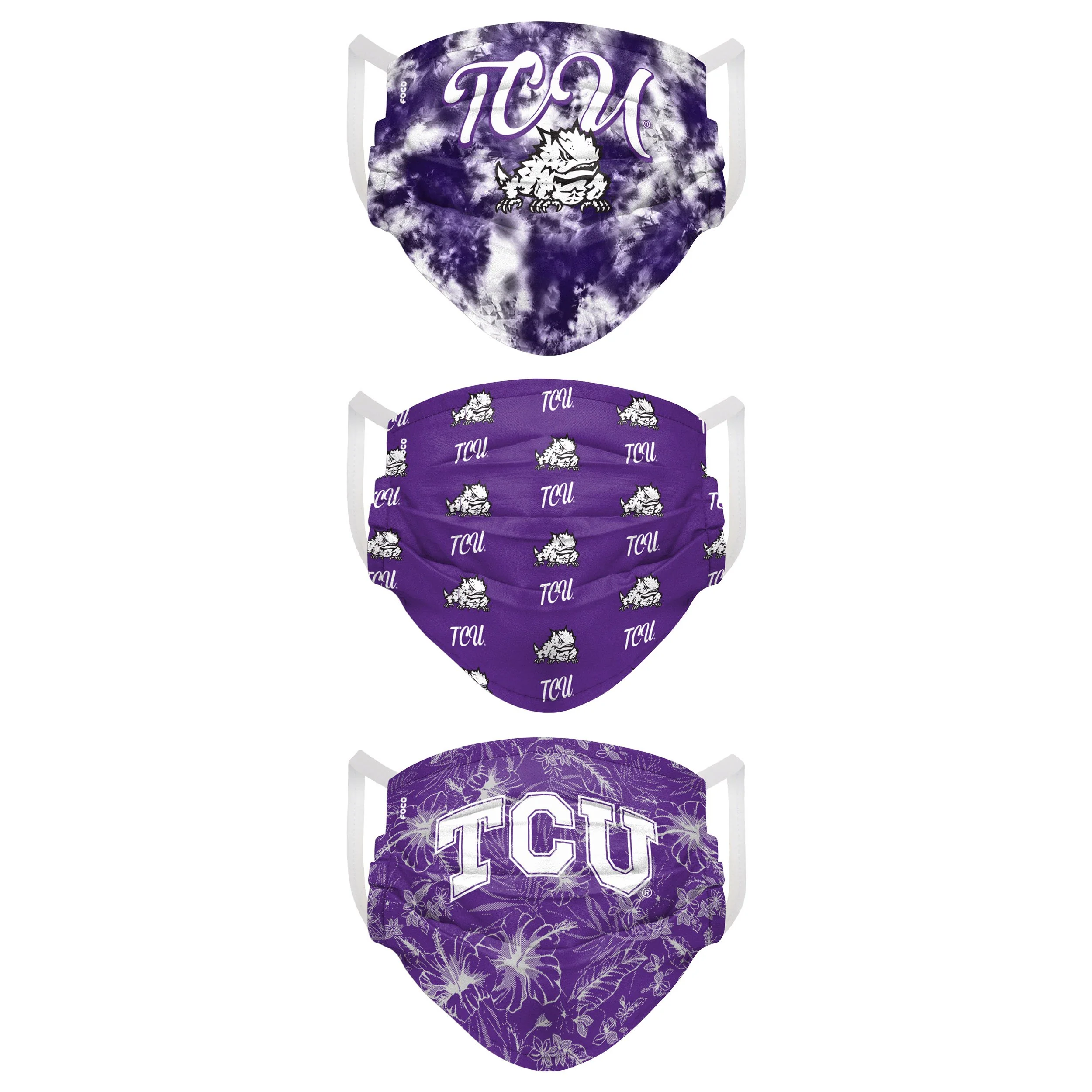 TCU Horned Frogs NCAA Womens Matchday 3 Pack Face Cover - Image 2