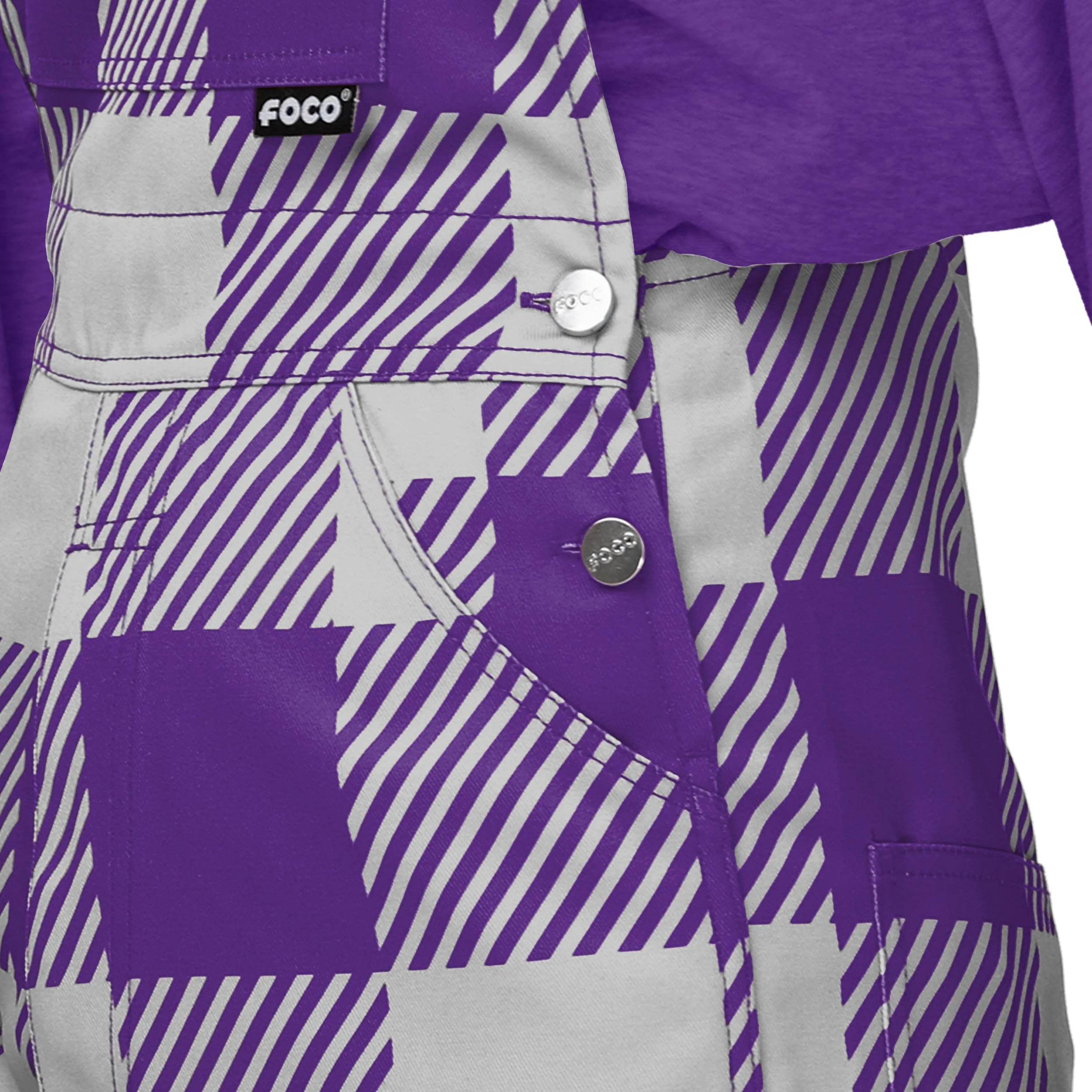 TCU Horned Frogs NCAA Womens Plaid Bib Overalls - Image 5