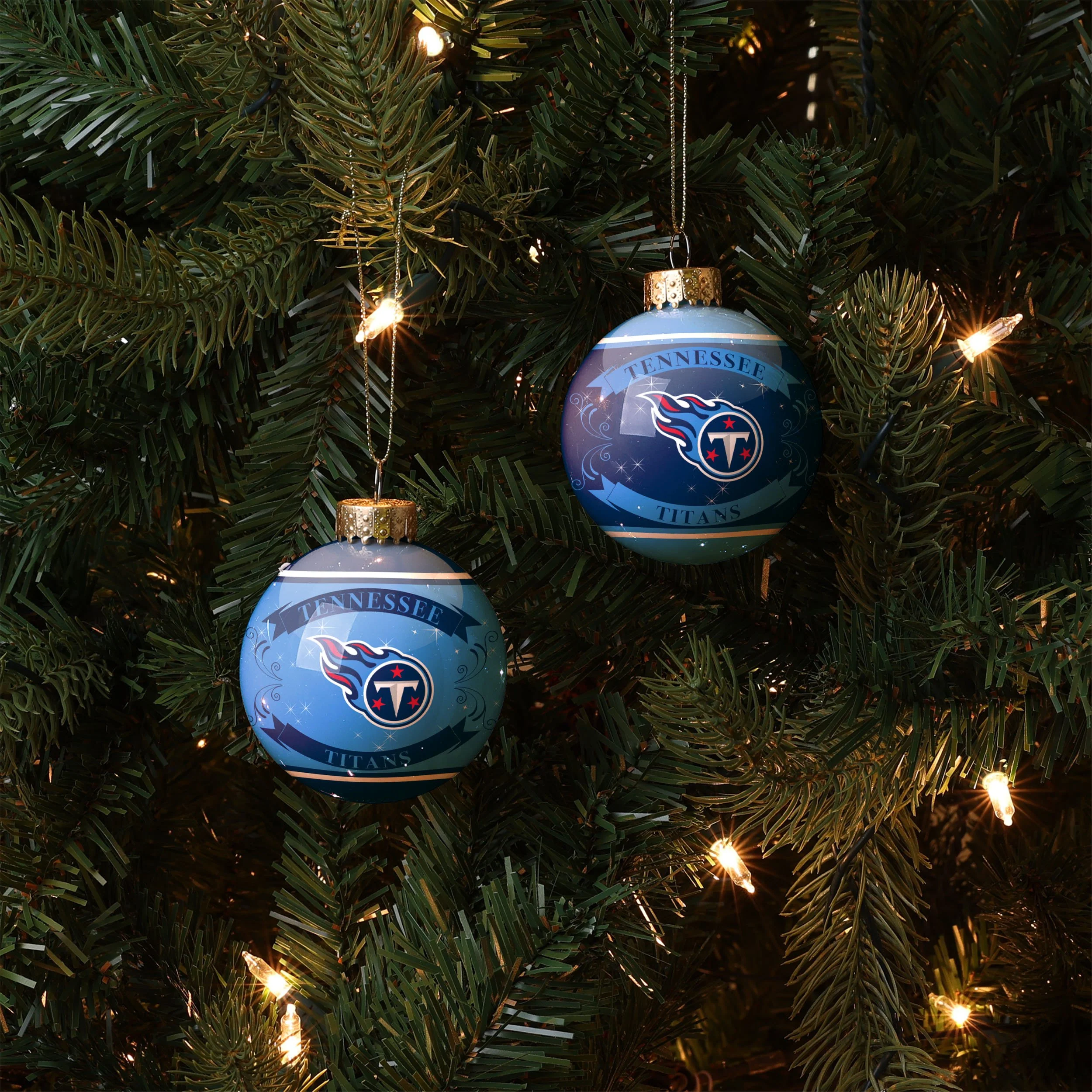 Tennessee Titans NFL 2 Pack Glass Ball Ornament Set - Image 2