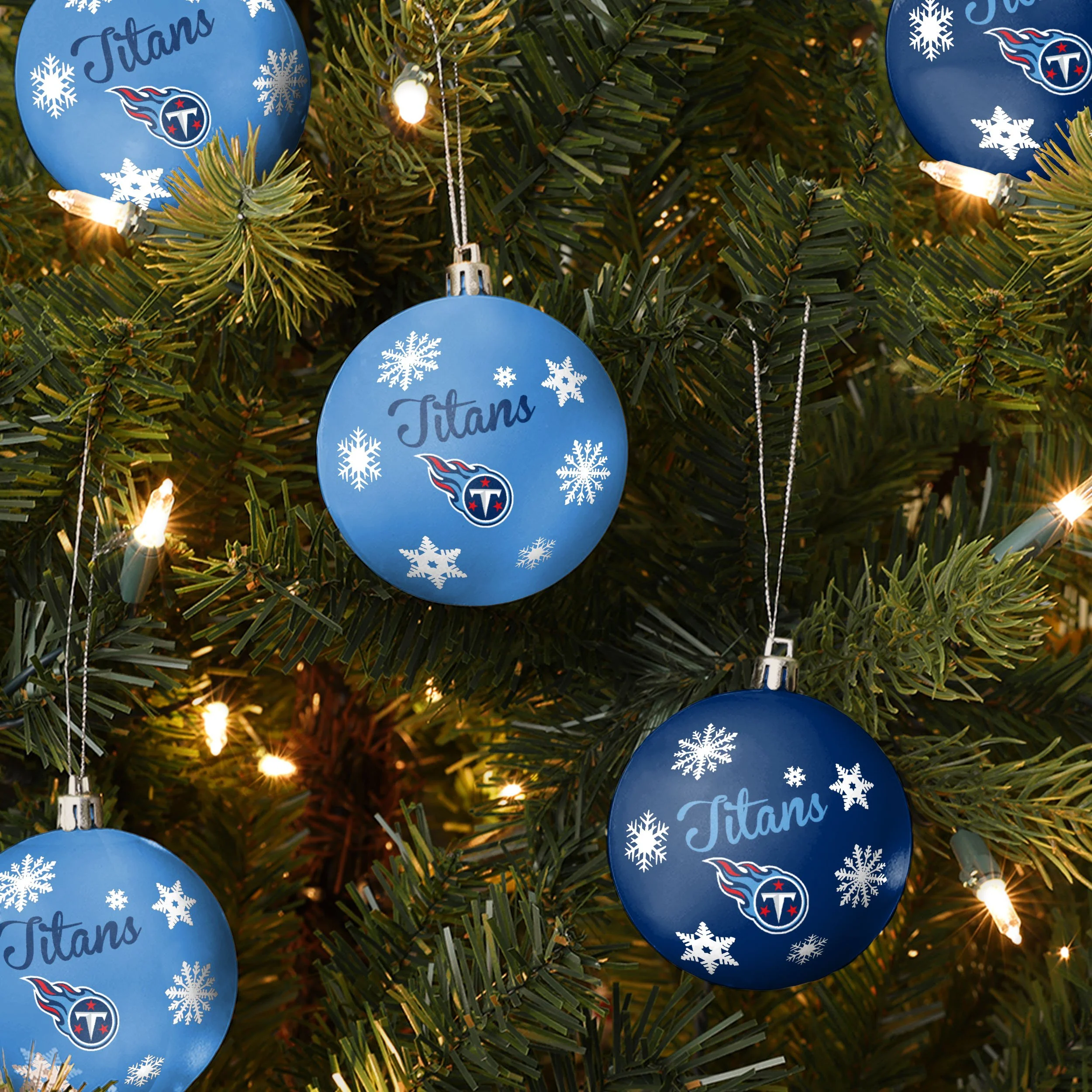 Tennessee Titans NFL 5 Pack Shatterproof Ball Ornament Set - Image 2