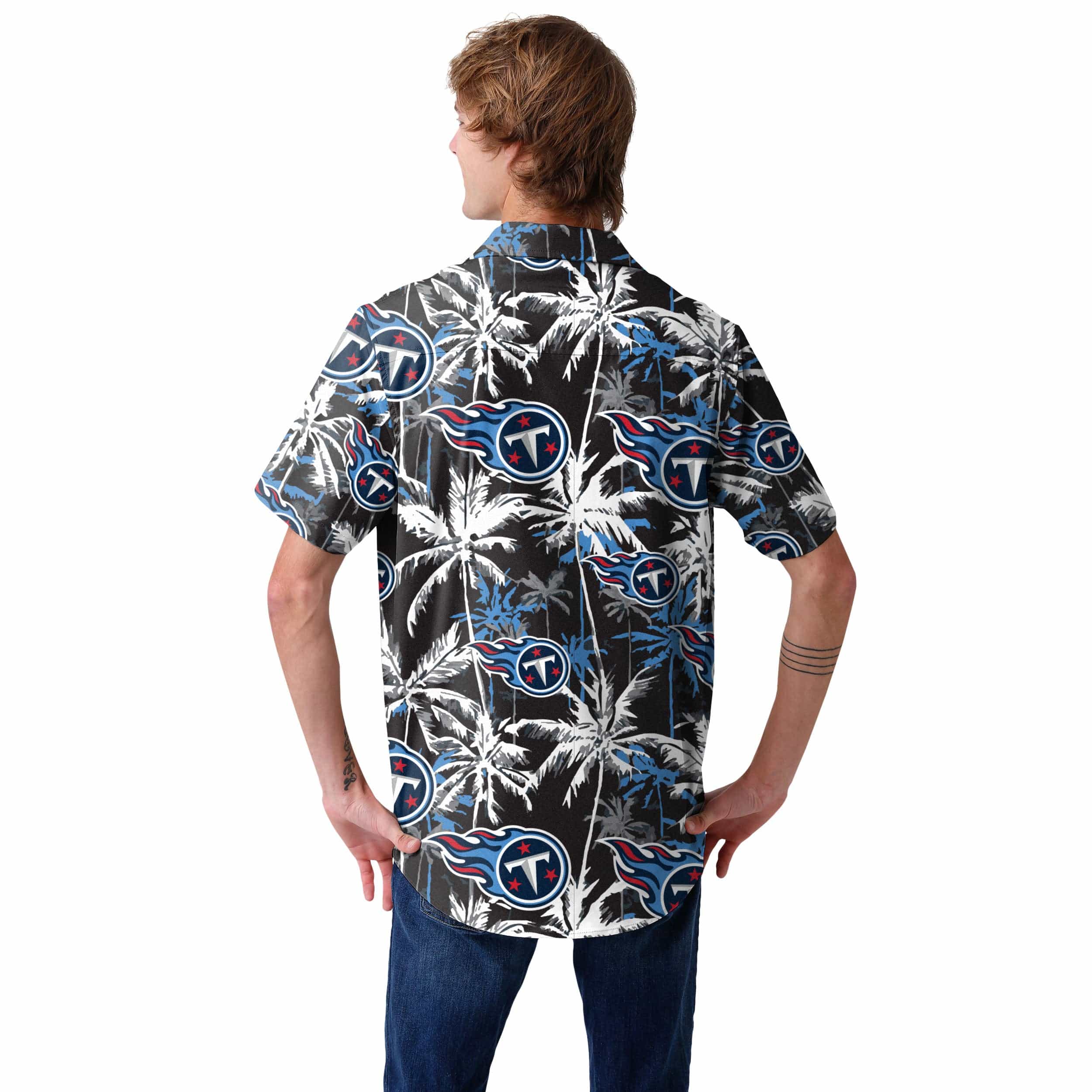Tennessee Titans NFL Mens Black Floral Button Up Shirt - Image 3