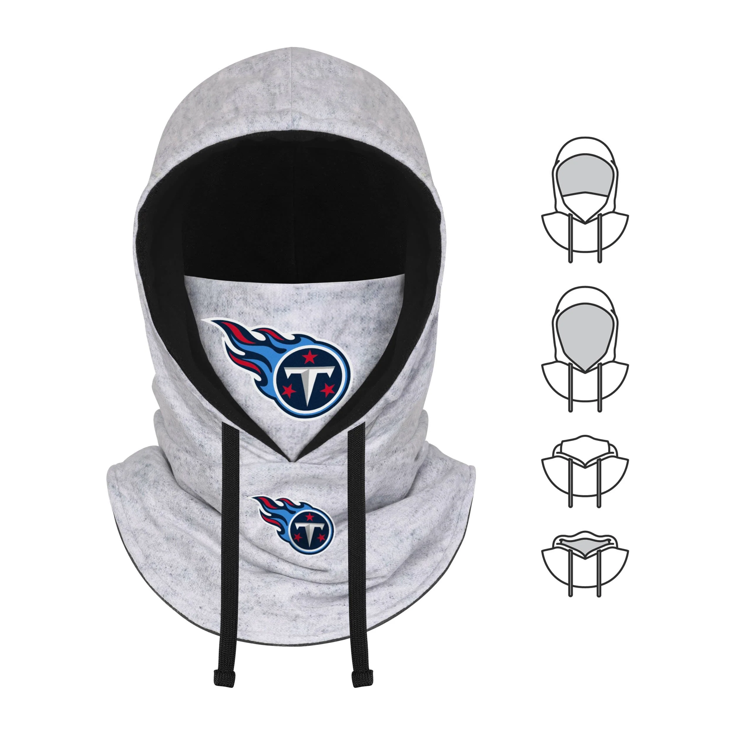 Tennessee Titans NFL Heather Gray Drawstring Hooded Gaiter Scarf - Image 5