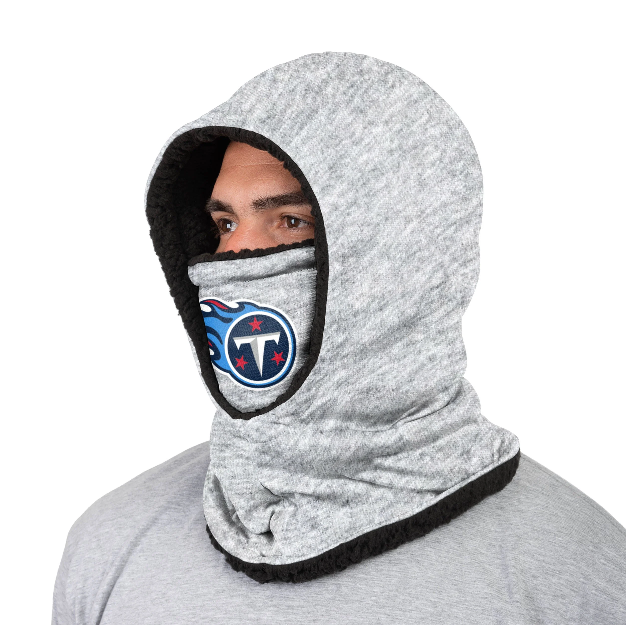 Tennessee Titans NFL Heather Grey Big Logo Hooded Gaiter - Image 2