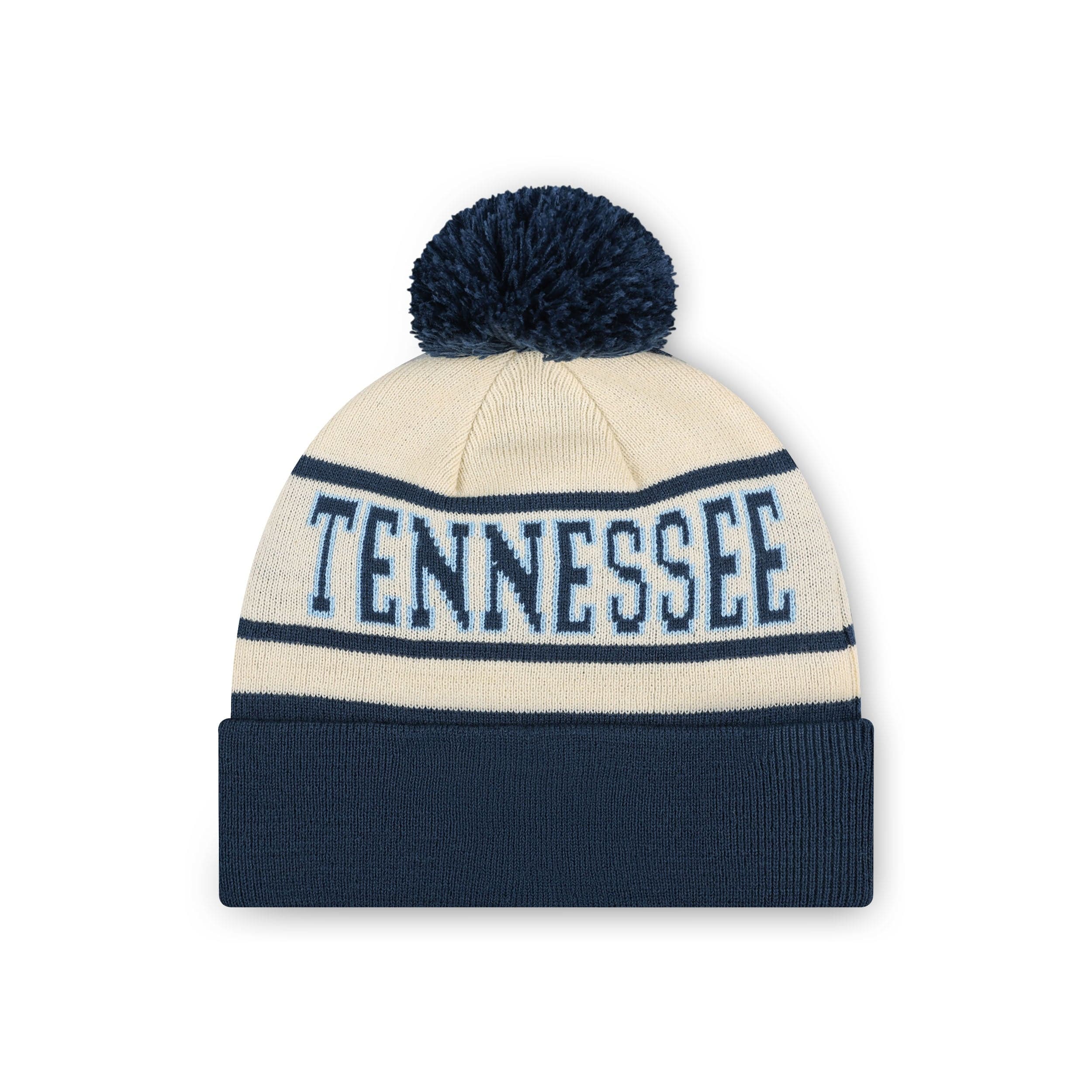 Tennessee Titans NFL Heritage Stripe Primary Logo Pom Beanie - Image 2