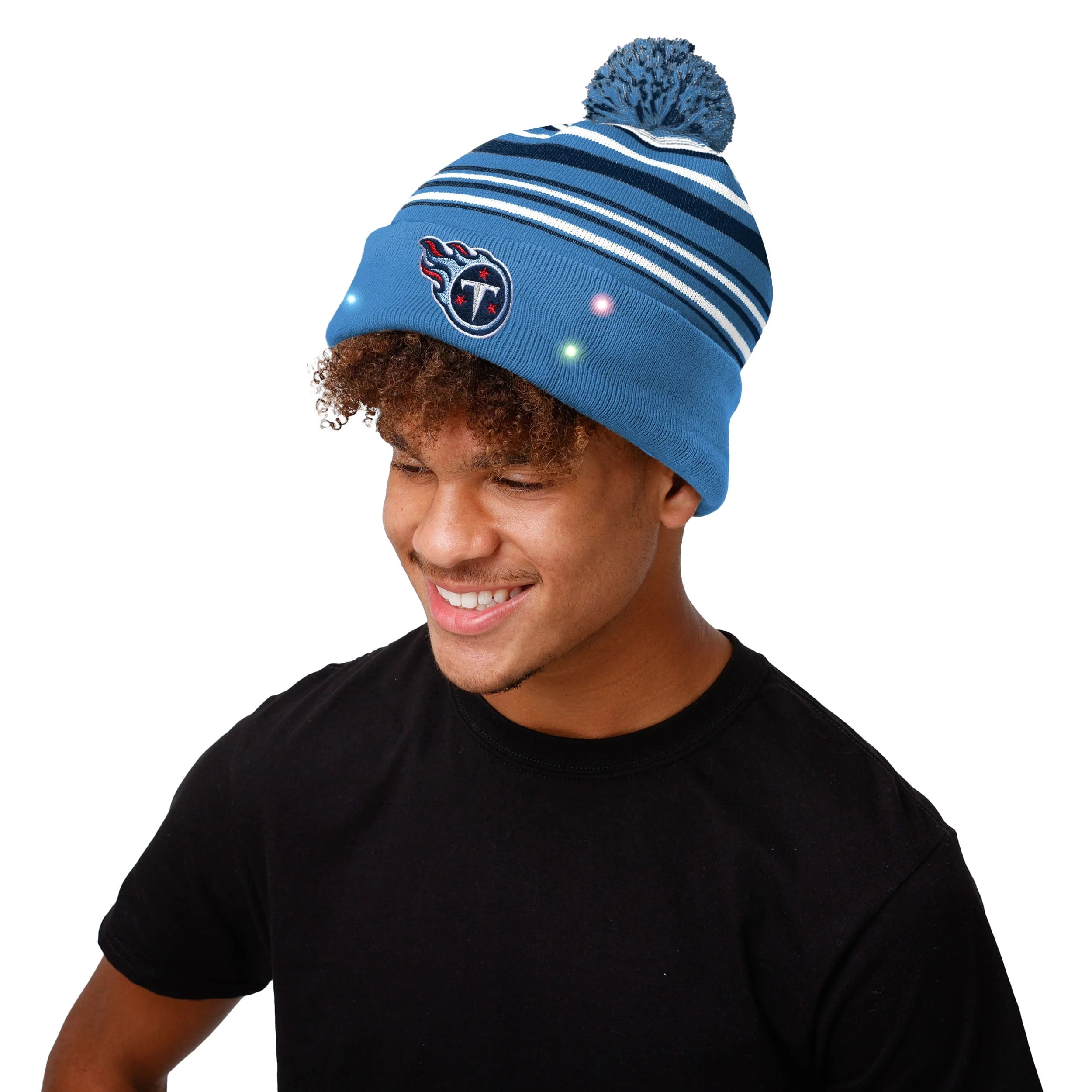 Tennessee Titans NFL Horizontal Stripe Light Up Beanie - Image 3