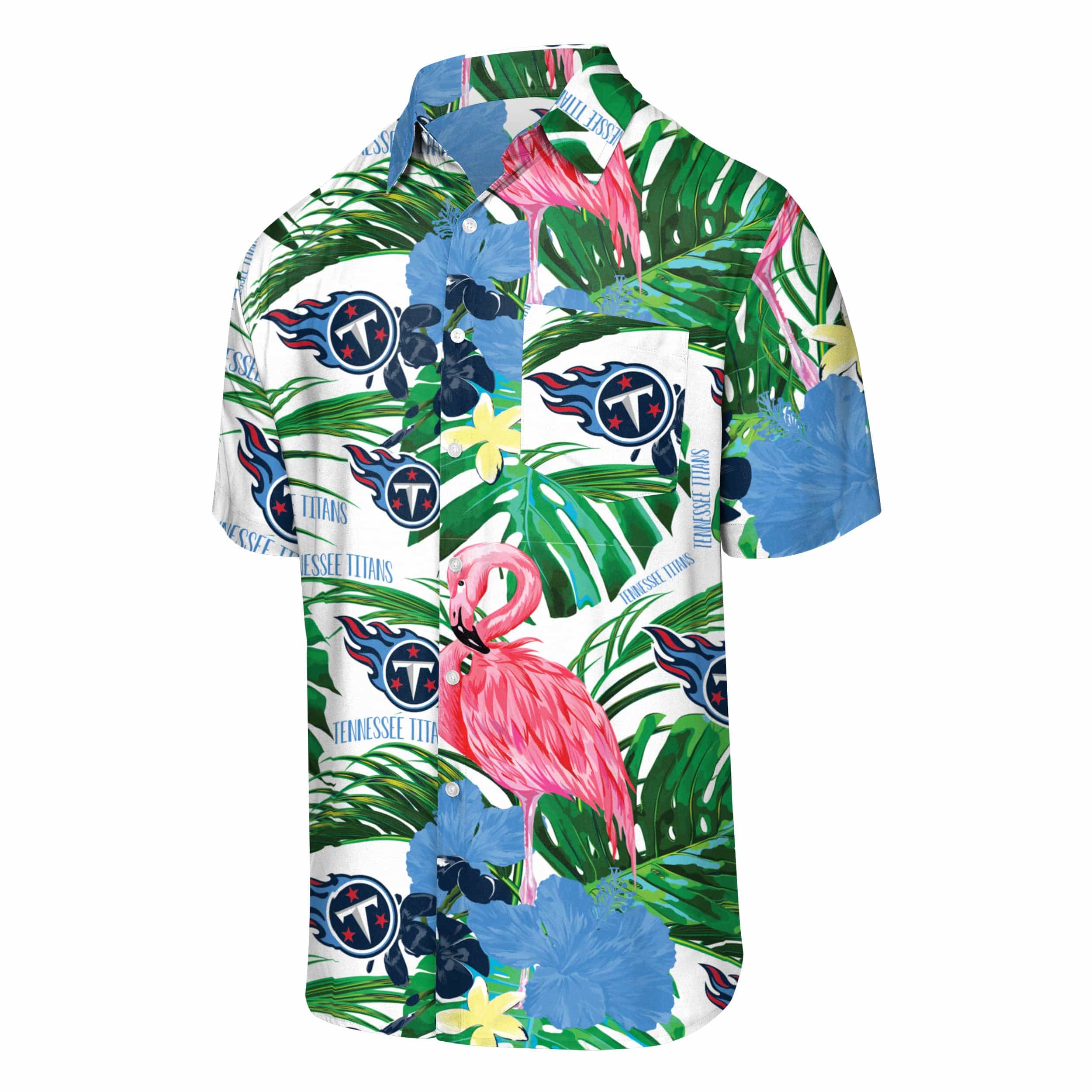 Tennessee Titans NFL Mens Flamingo Button Up Shirt - Image 4