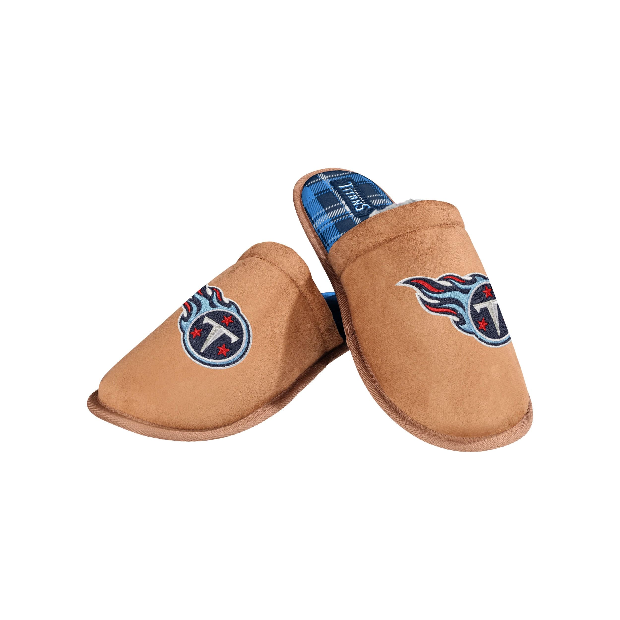 Tennessee Titans NFL Mens Flannel Lined Brown Suede Scuff Slipper - Image 3