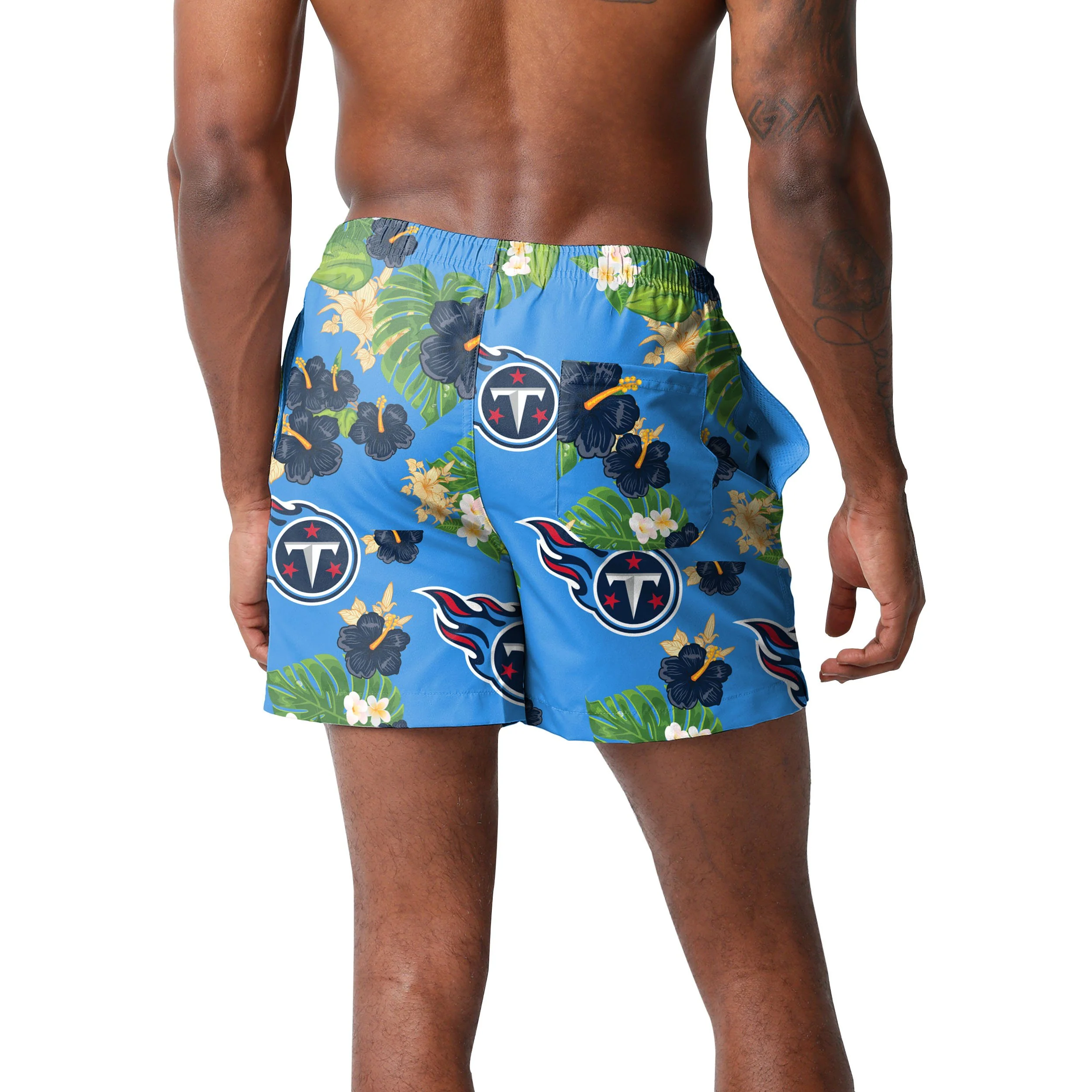 Tennessee Titans NFL Mens Floral Slim Fit 5.5" Swimming Suit Trunks - Image 3