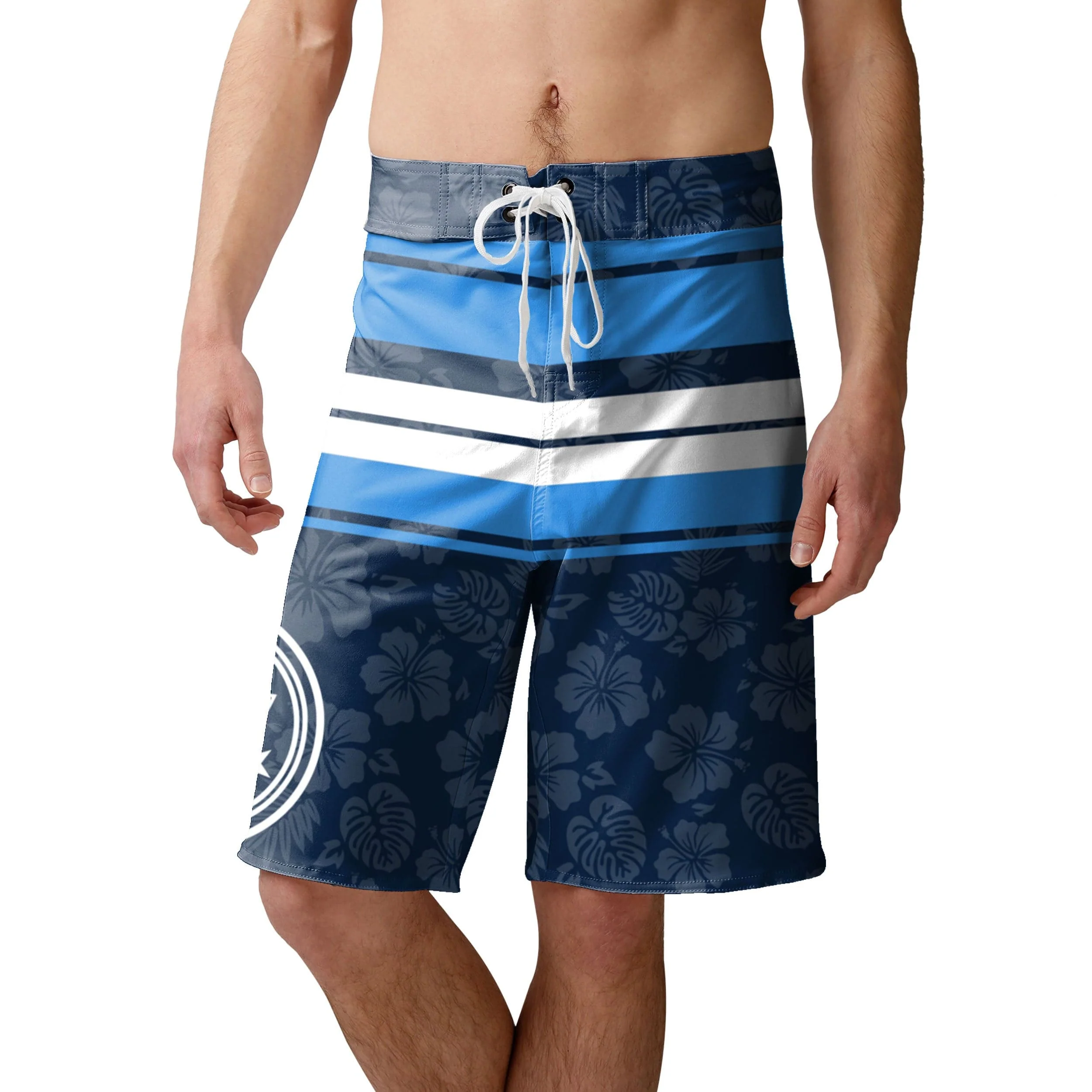 Tennessee Titans NFL Mens Hibiscus Boardwalk Stripe Boardshorts - Image 2