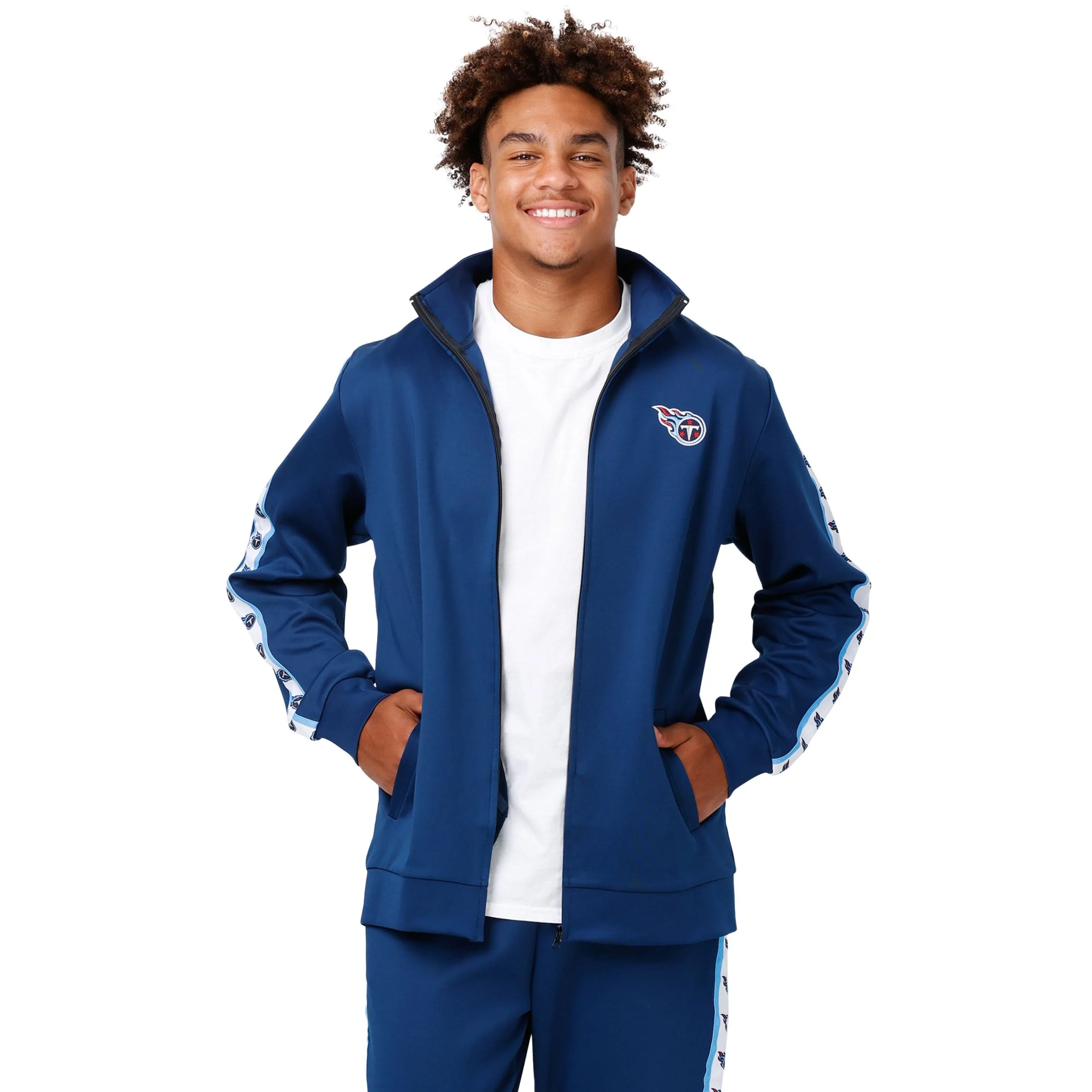 Tennessee Titans NFL Mens Stripe Logo Track Jacket - Image 5