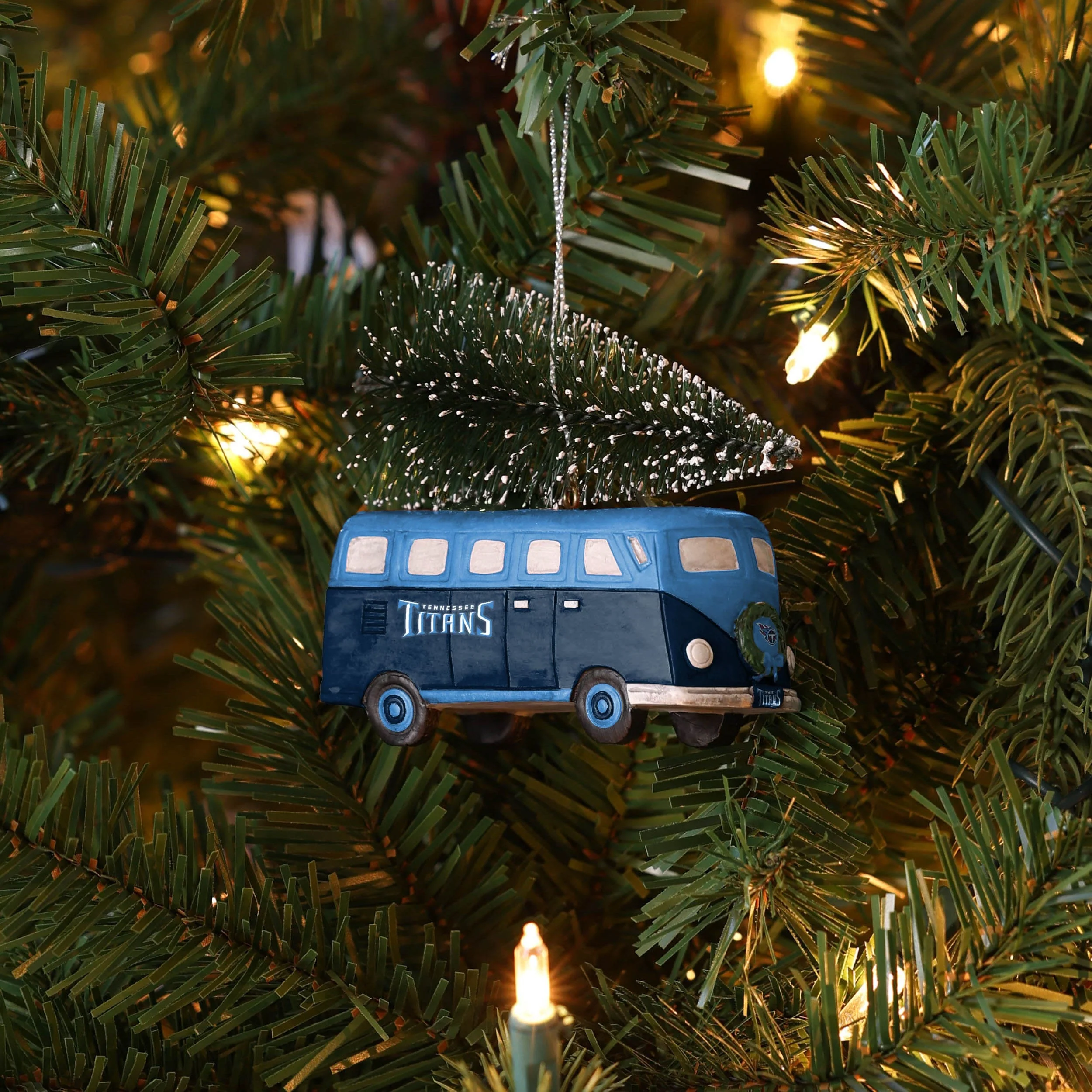 Tennessee Titans NFL Retro Bus With Tree Ornament - Image 4
