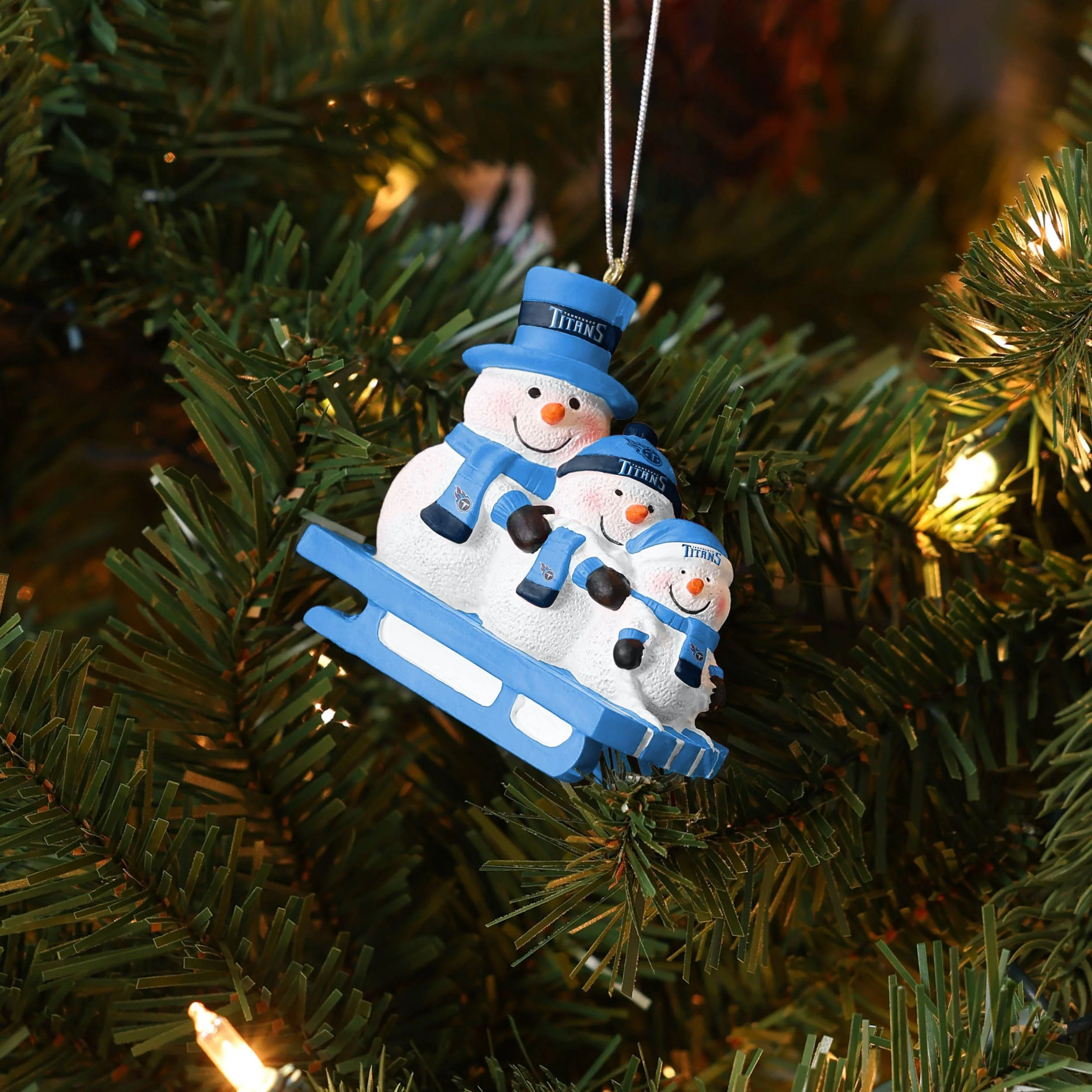 Tennessee Titans NFL Sledding Snowmen Ornament - Image 4
