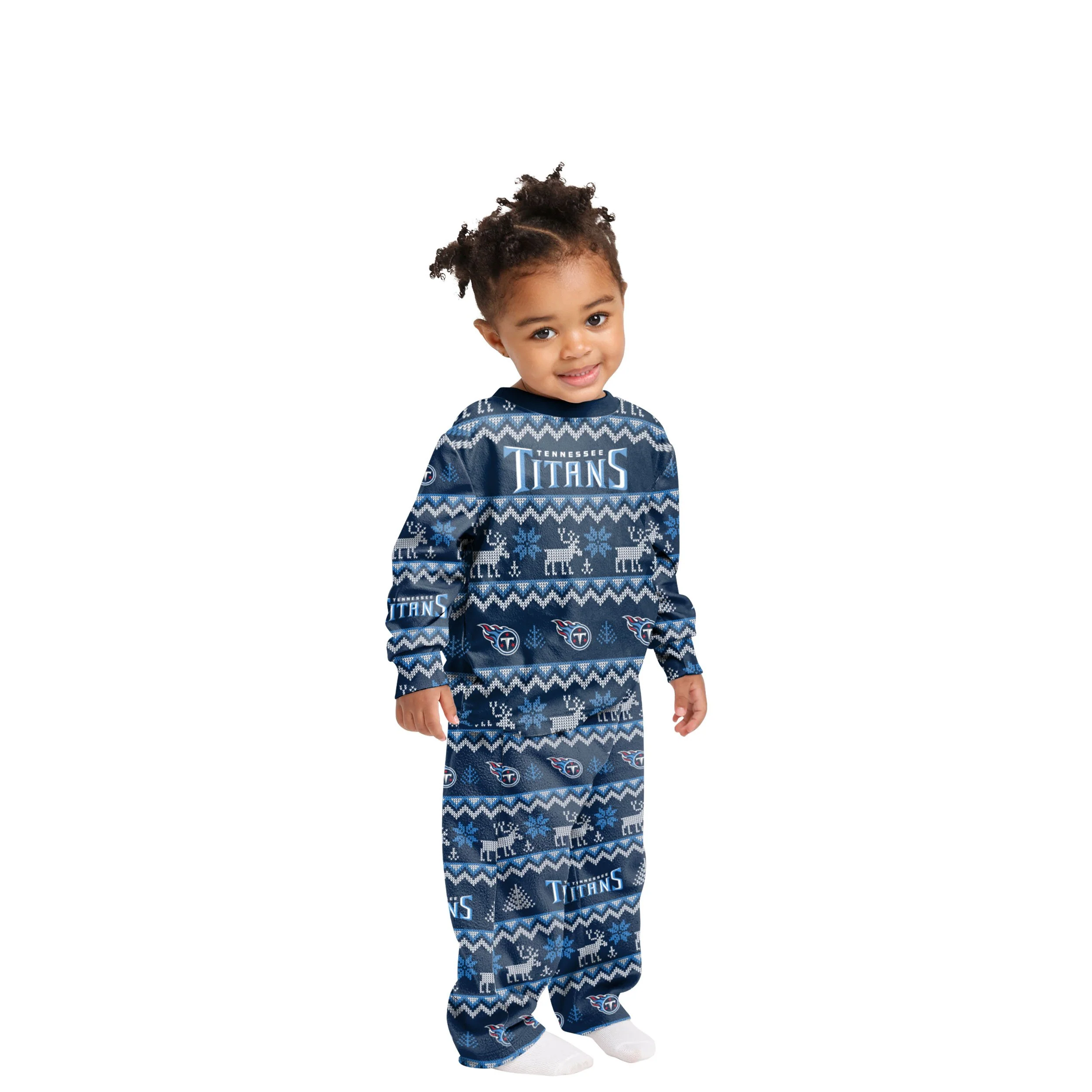 Tennessee Titans NFL Ugly Pattern Family Holiday Pajamas - Image 3