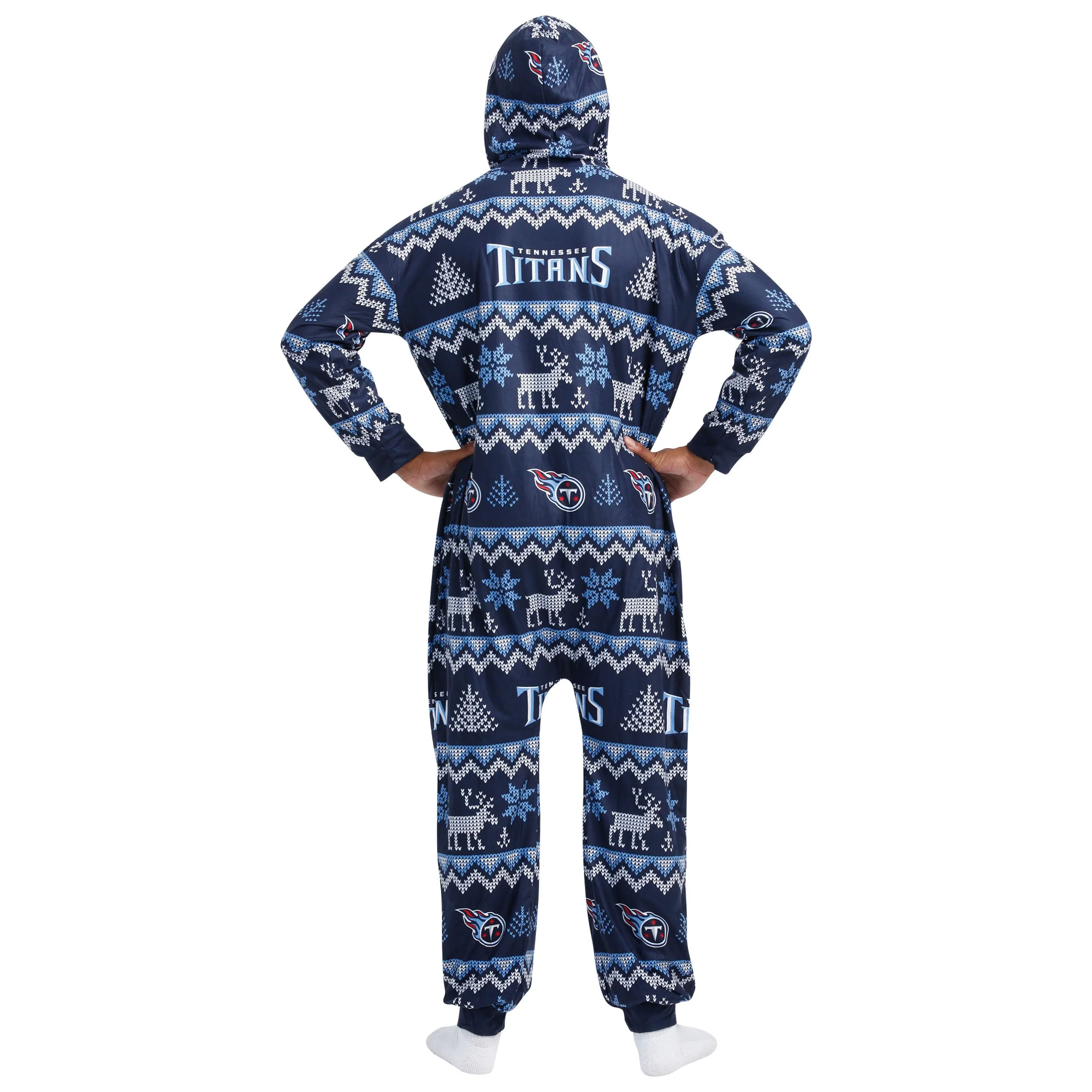 Tennessee Titans NFL Ugly Pattern One Piece Pajamas - Image 2