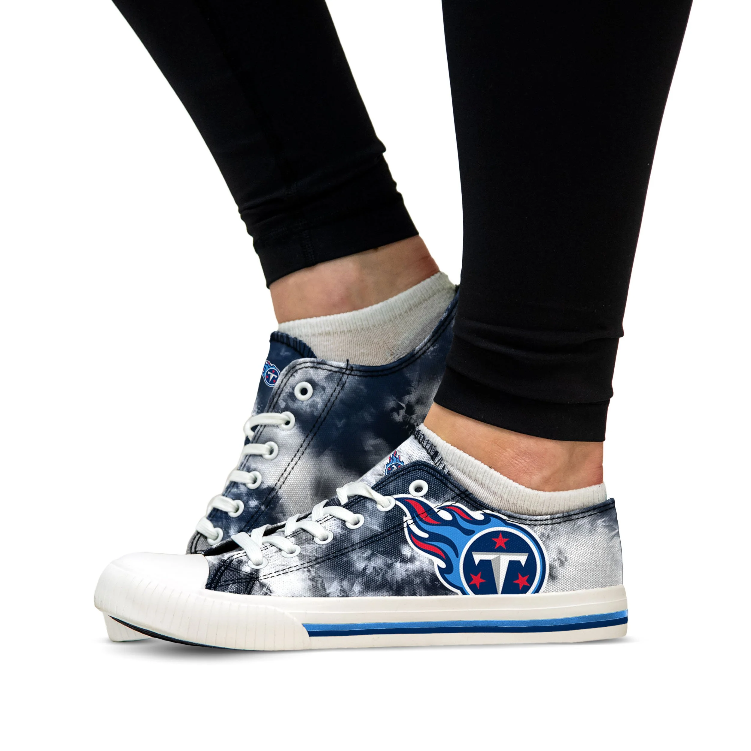 Tennessee Titans NFL Womens Low Top Tie-Dye Canvas Shoes - Image 5