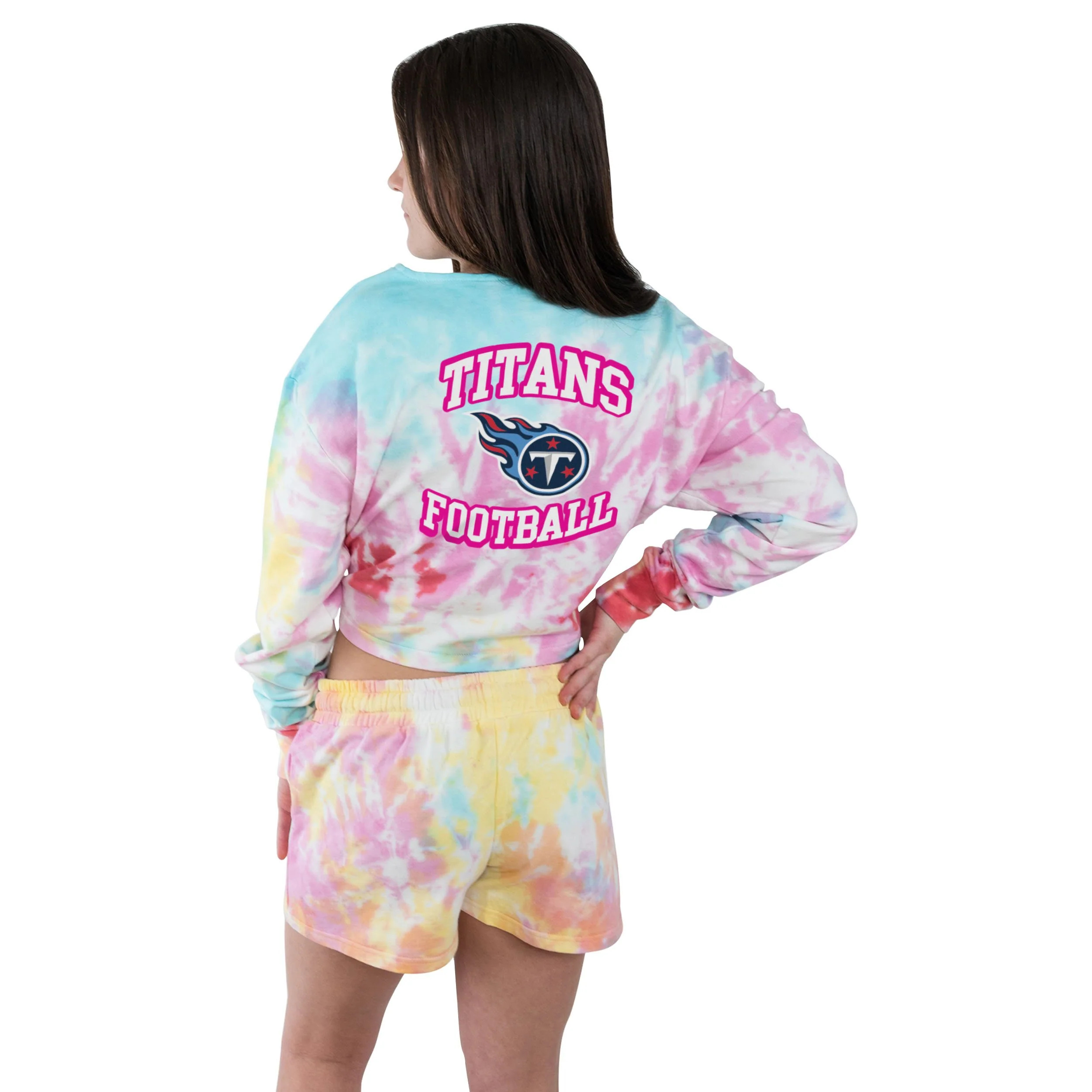 Tennessee Titans NFL Womens Pastel Tie-Dye Blast Lounge Shorts - Image 5
