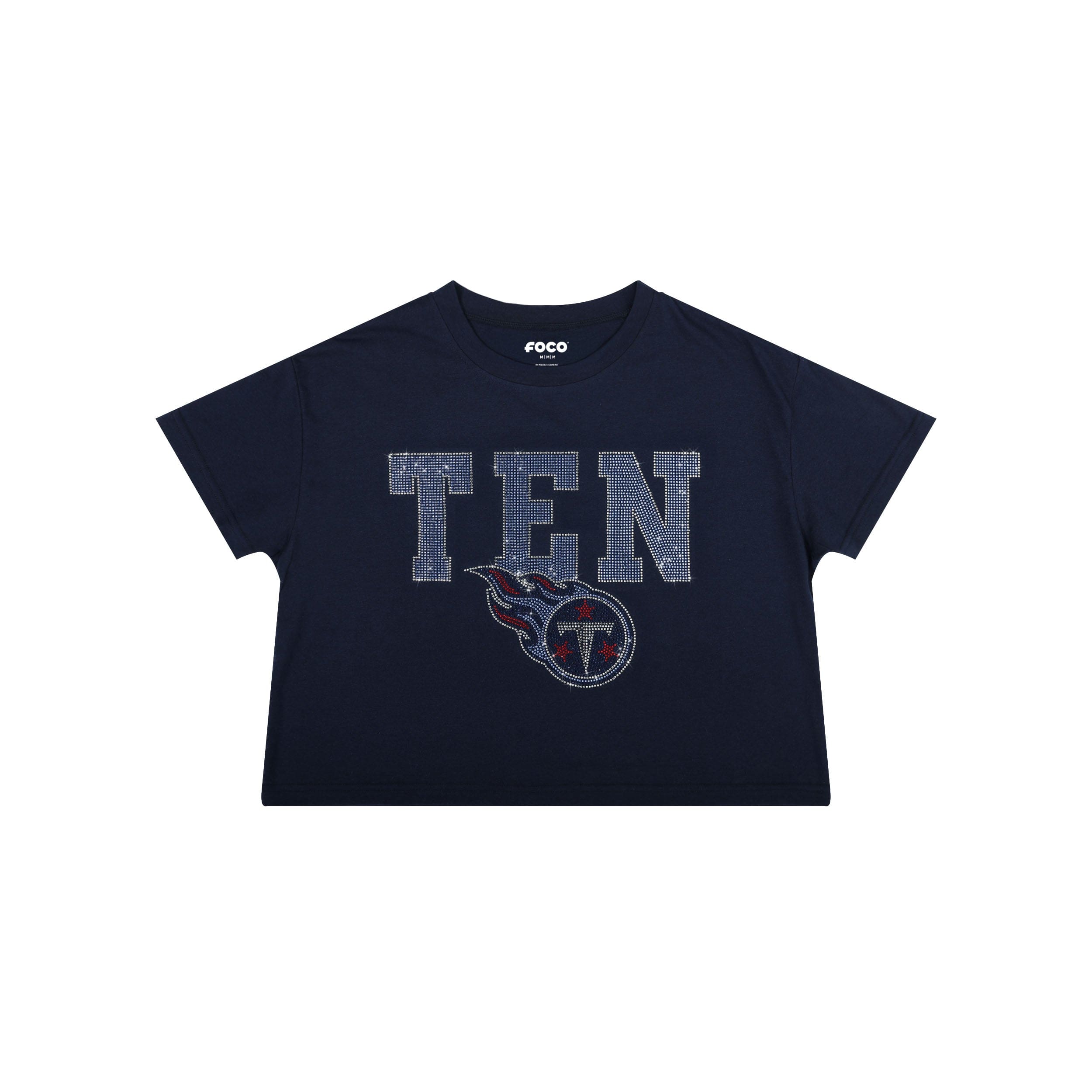 Tennessee Titans NFL Womens Rhinestone Logo Crop Top - Image 4