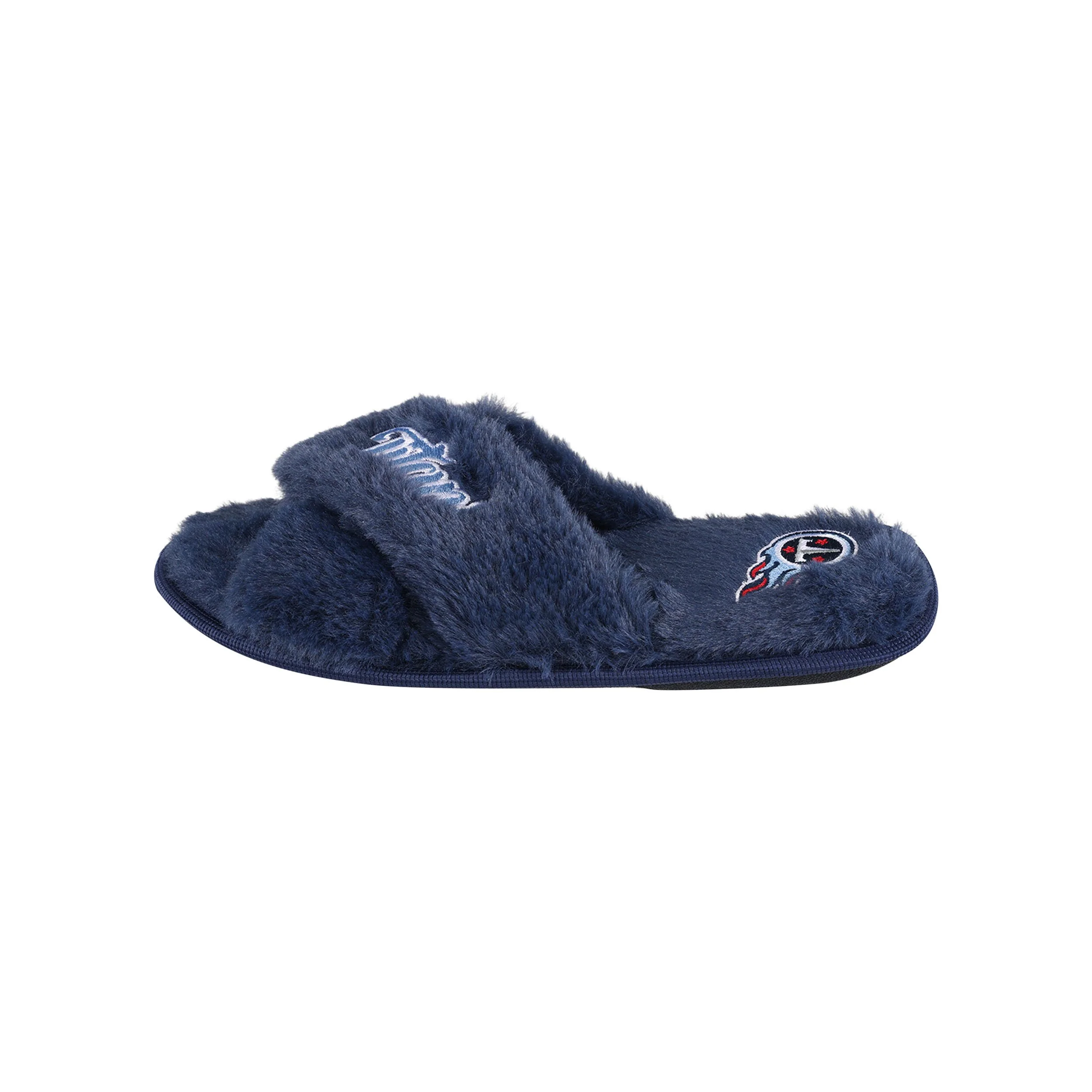 Tennessee Titans NFL Womens Script Wordmark Fur Cross Slide - Image 4