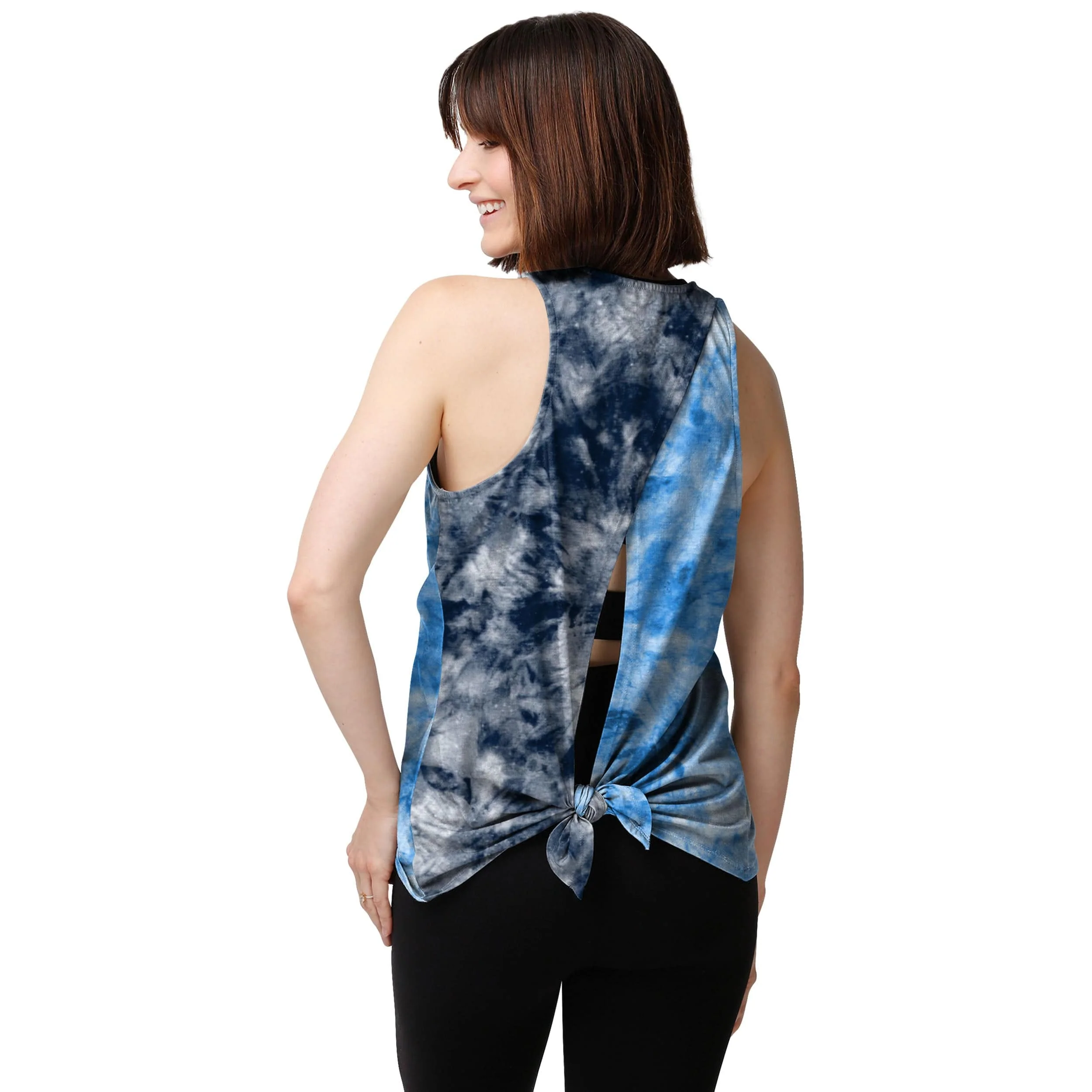 Tennessee Titans NFL Womens Script Wordmark Tie-Dye Tie-Breaker Sleeveless Top