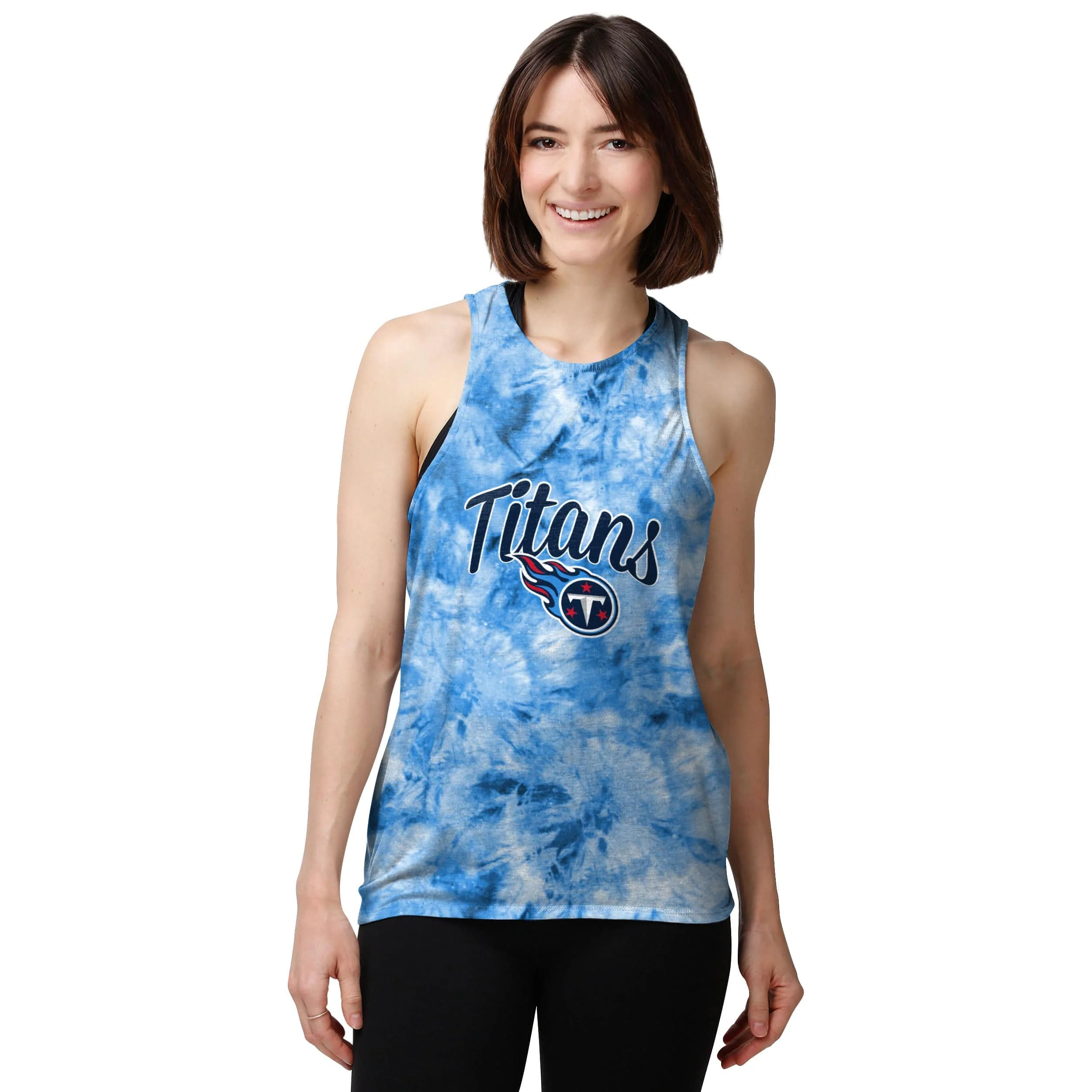 Tennessee Titans NFL Womens Script Wordmark Tie-Dye Tie-Breaker Sleeveless Top - Image 2