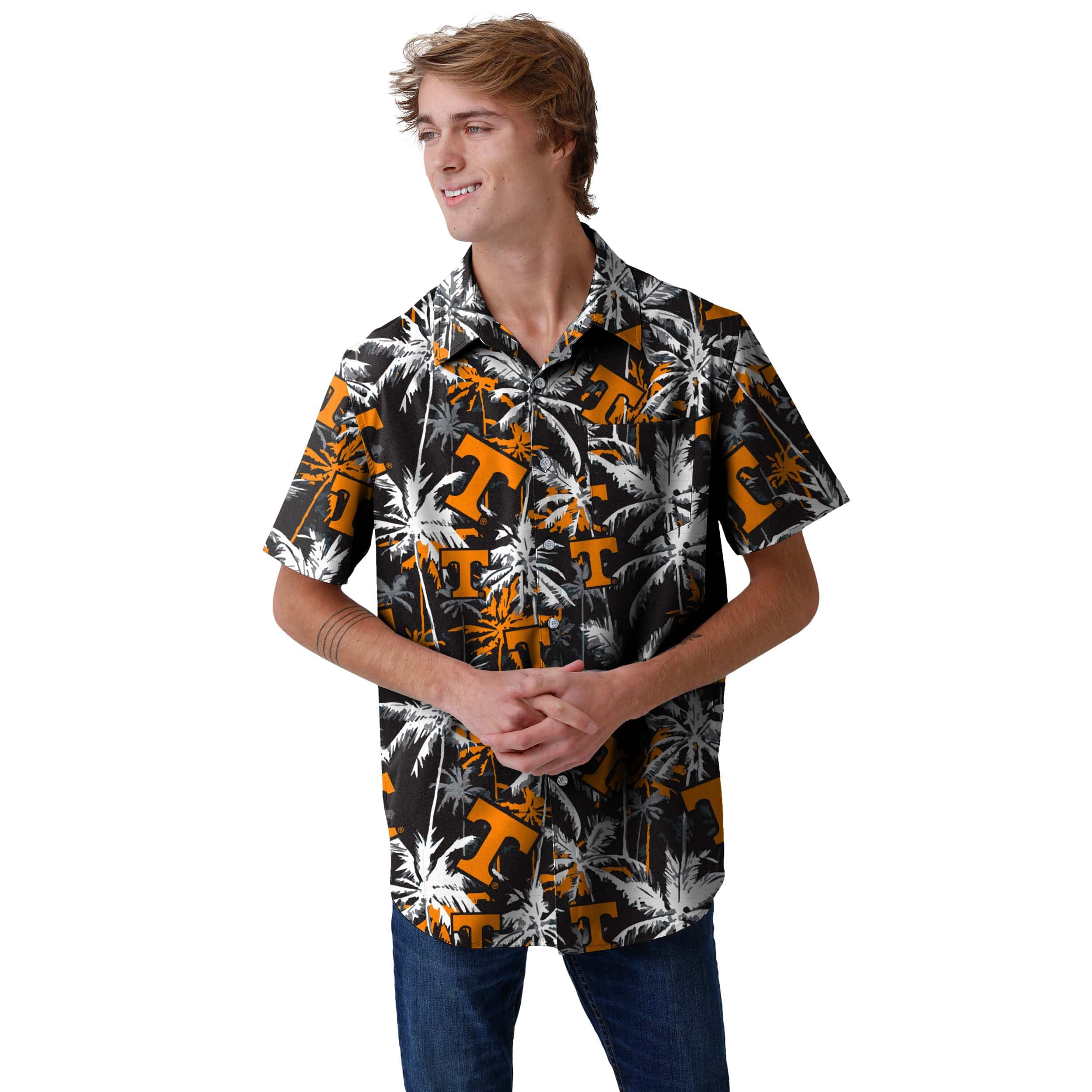 Tennessee Volunteers NCAA Mens Black Floral Button Up Shirt - Image 2