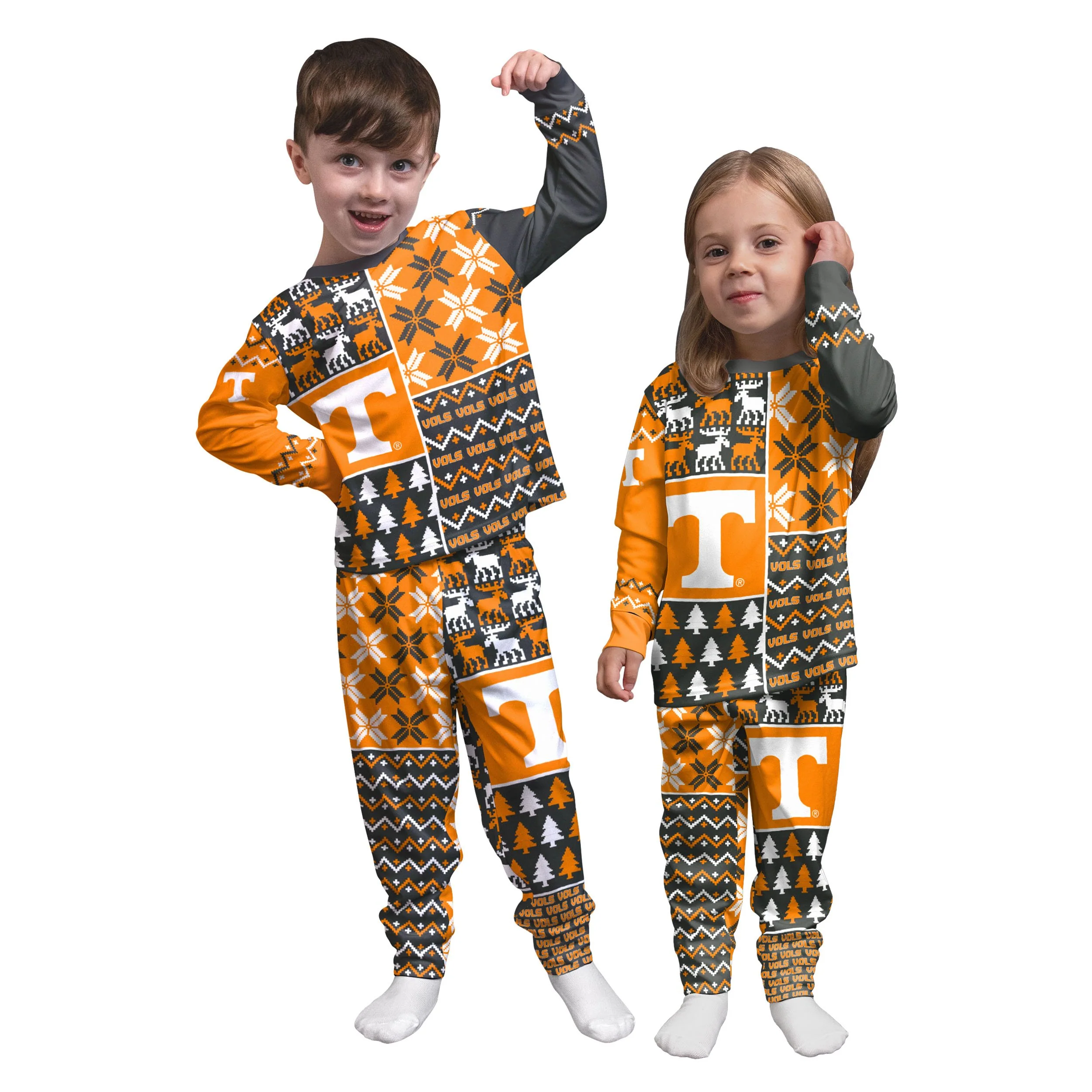 Tennessee Volunteers NCAA Busy Block Family Holiday Pajamas - Image 3