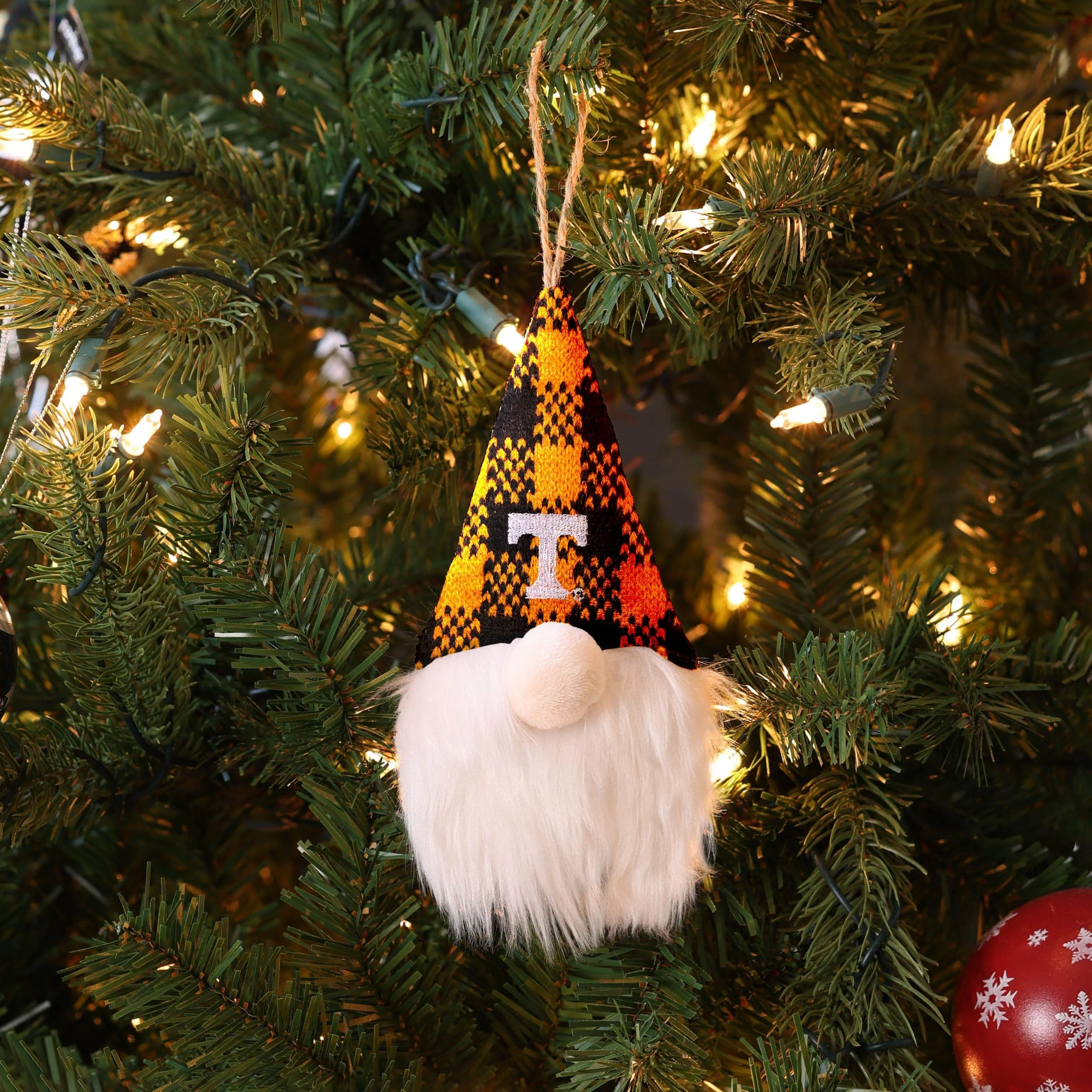 Tennessee Volunteers NCAA Plaid Hat Plush Gnome Ornament - Image 3