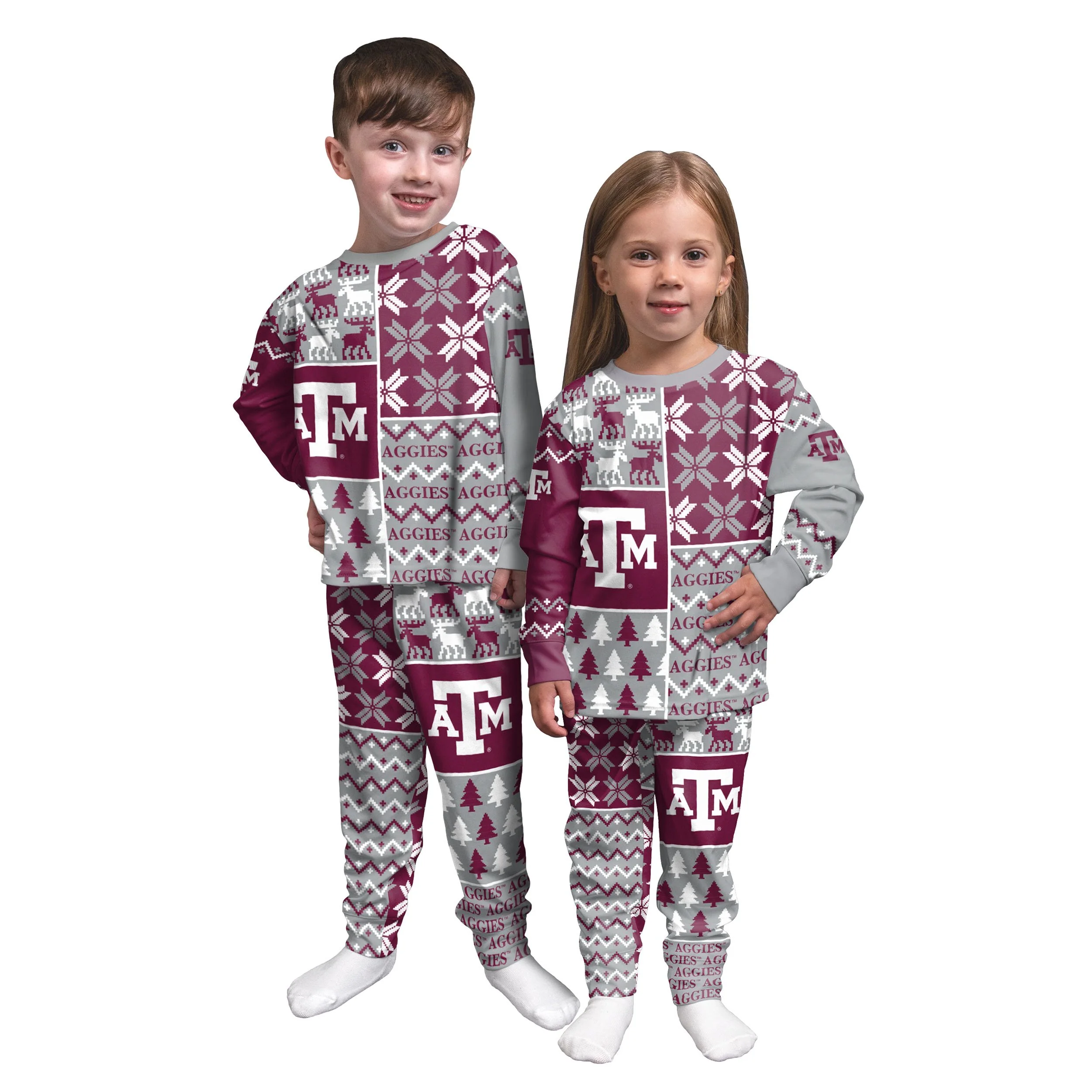 Texas A&M Aggies NCAA Busy Block Family Holiday Pajamas - Image 3