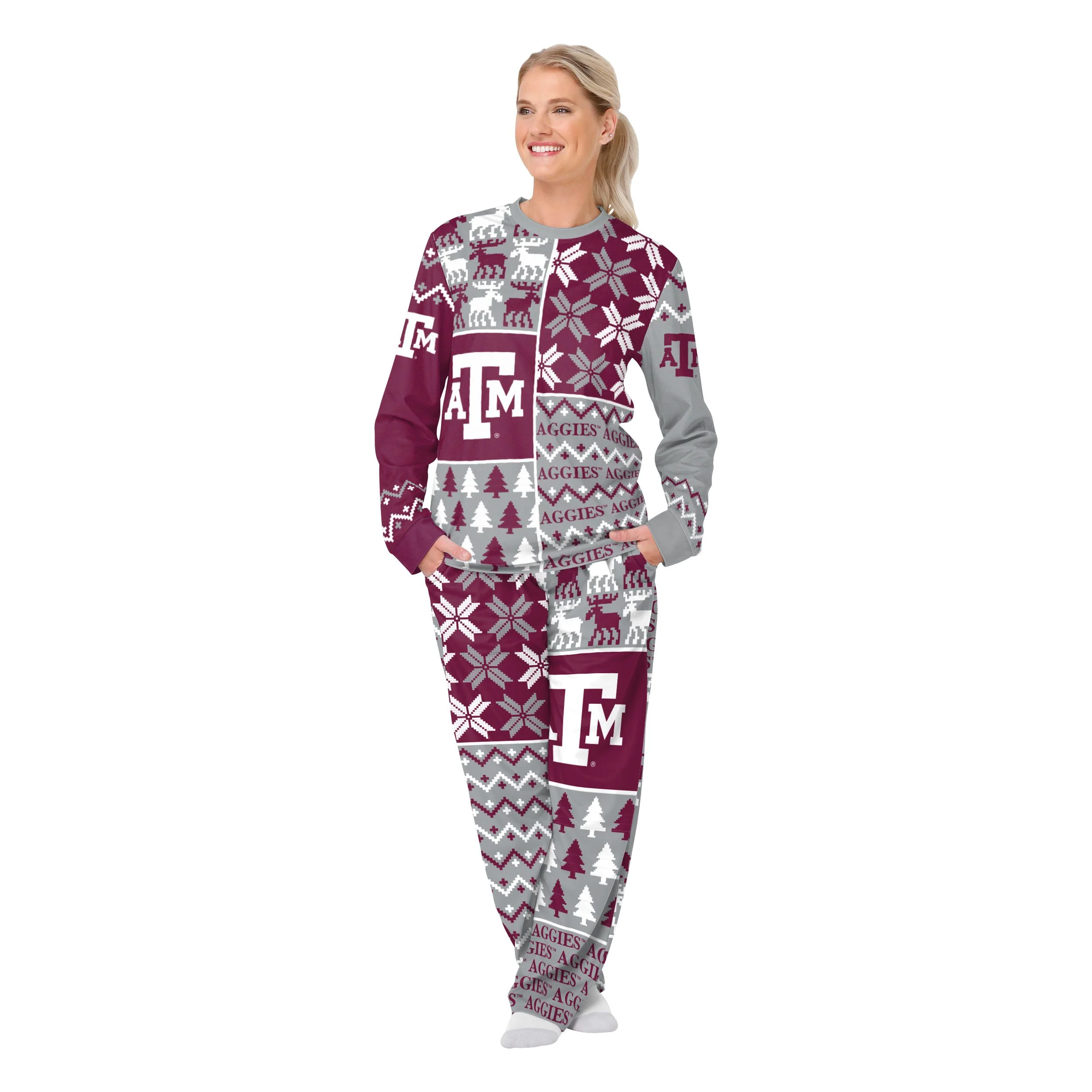Texas A&M Aggies NCAA Busy Block Family Holiday Pajamas - Image 5