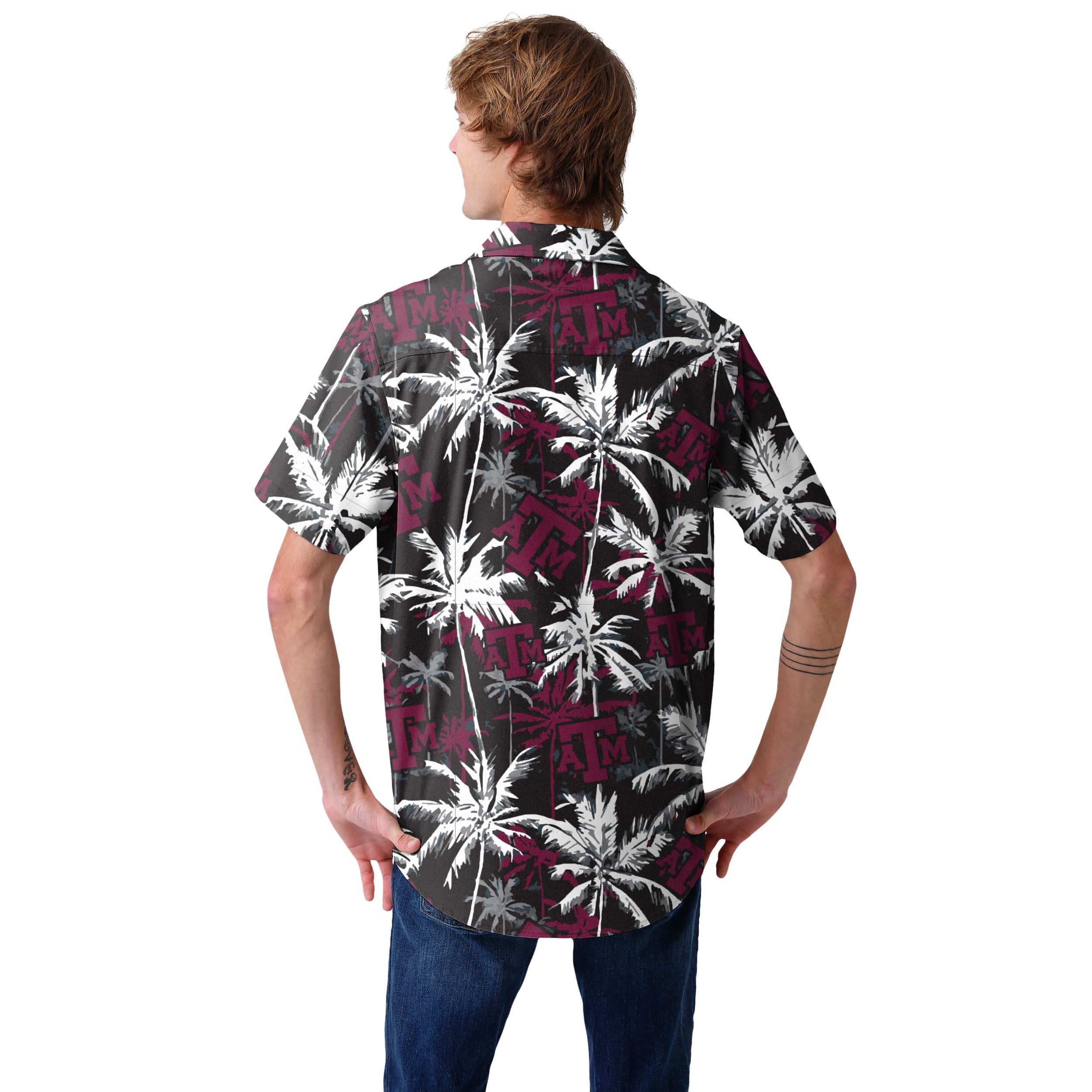 Texas A&M Aggies NCAA Mens Black Floral Button Up Shirt - Image 3