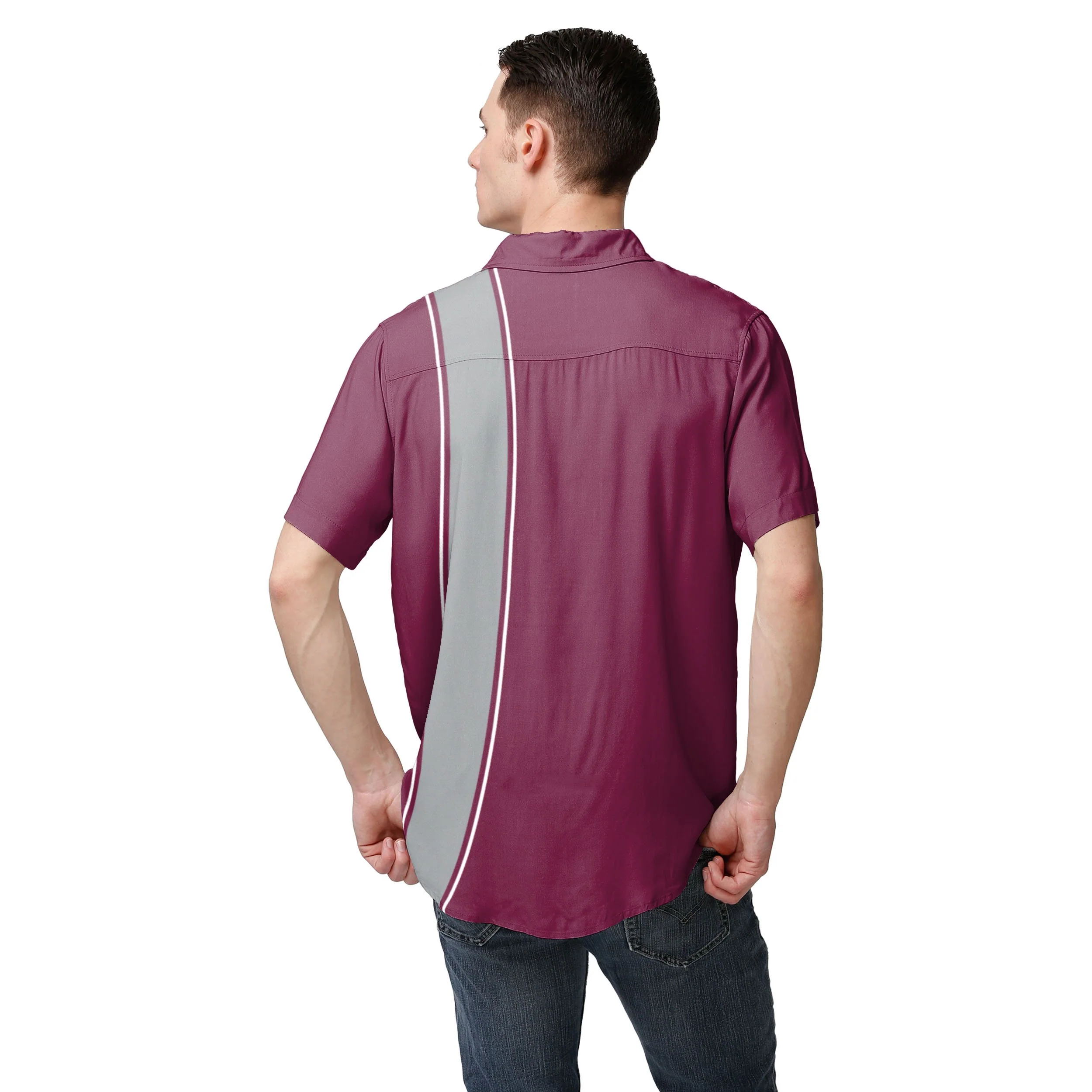 Texas A&M Aggies NCAA Mens Bowling Stripe Button Up Shirt - Image 3