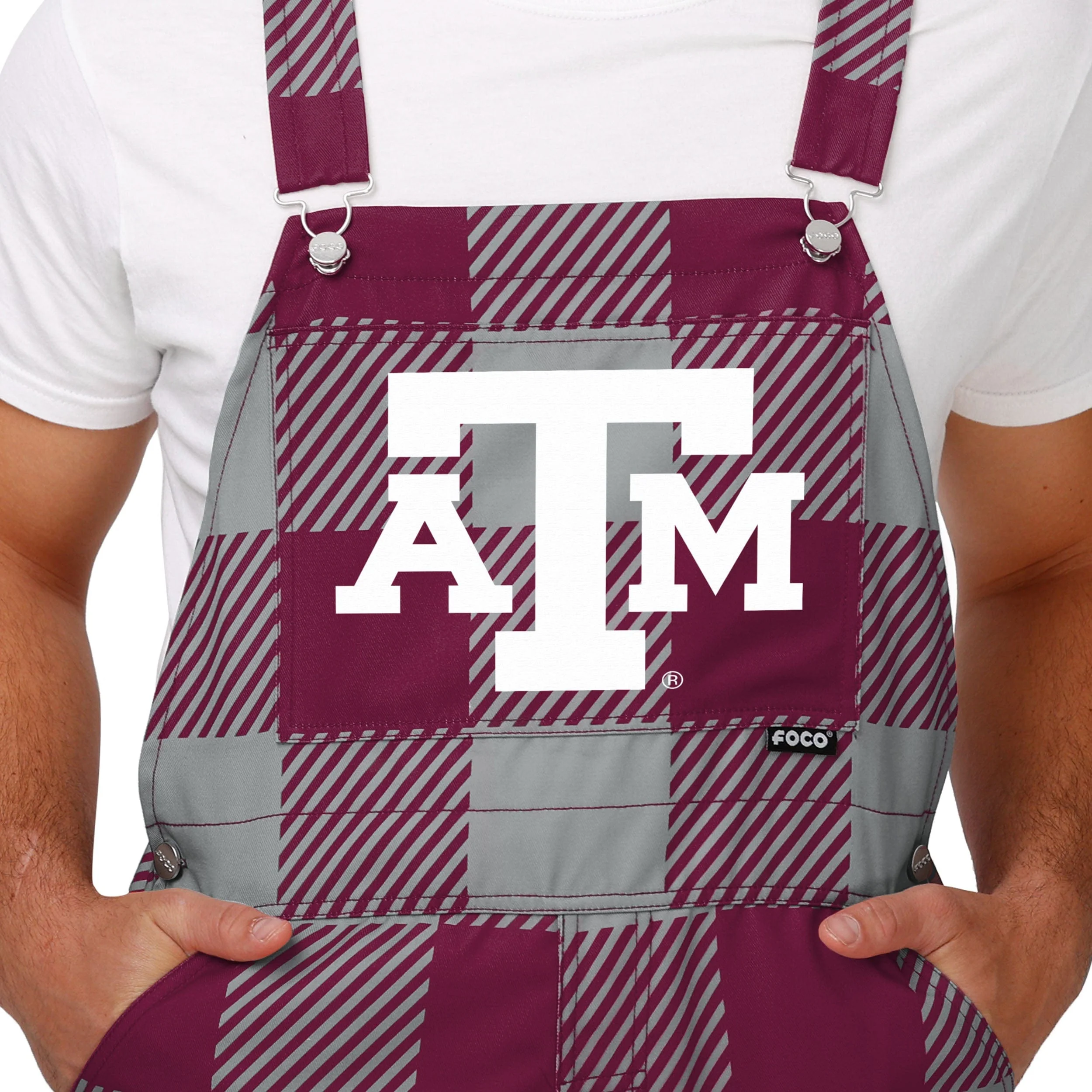 Texas A&M Aggies NCAA Mens Plaid Bib Overalls - Image 4