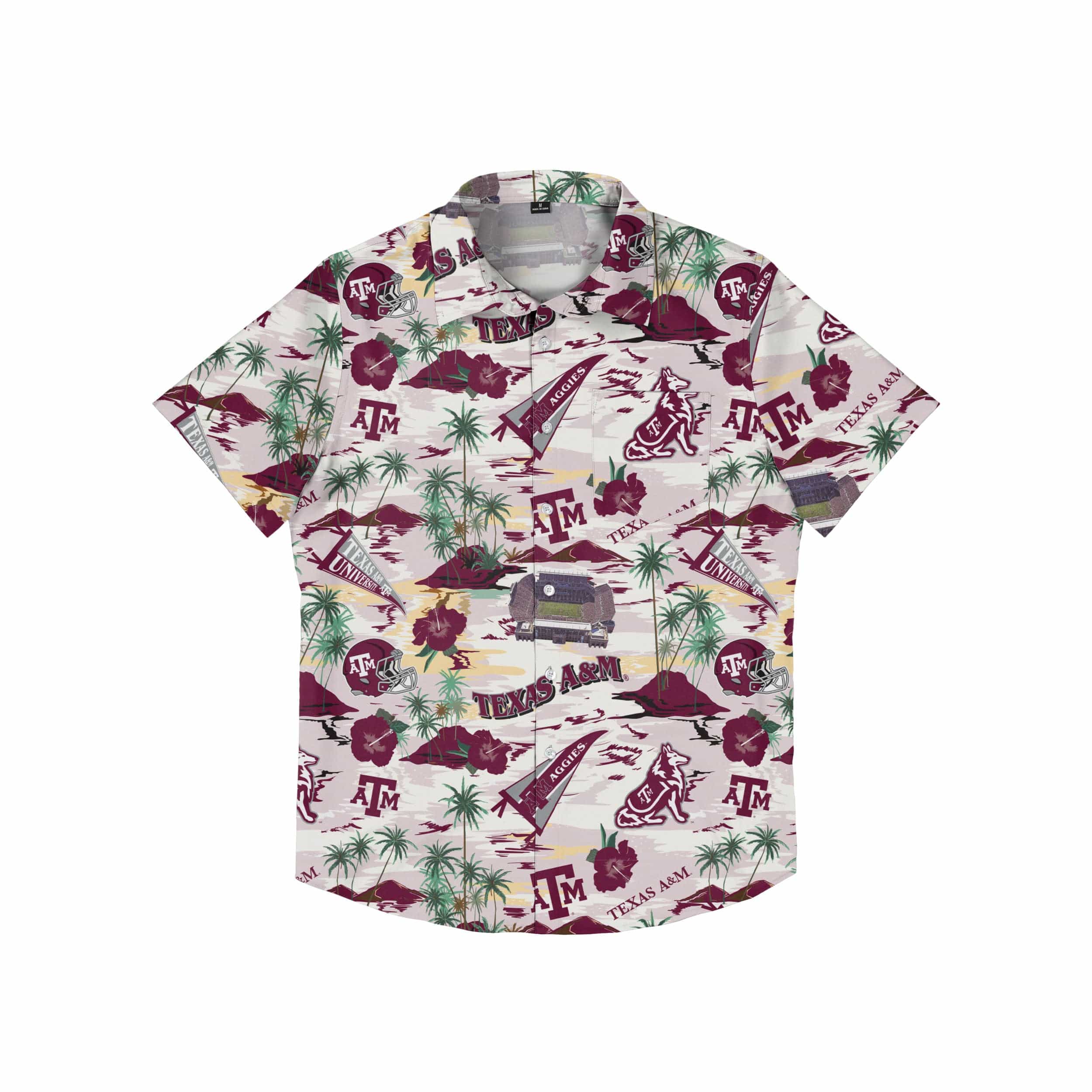 Texas A&M Aggies NCAA Mens Thematic Stadium Print Button Up Shirt