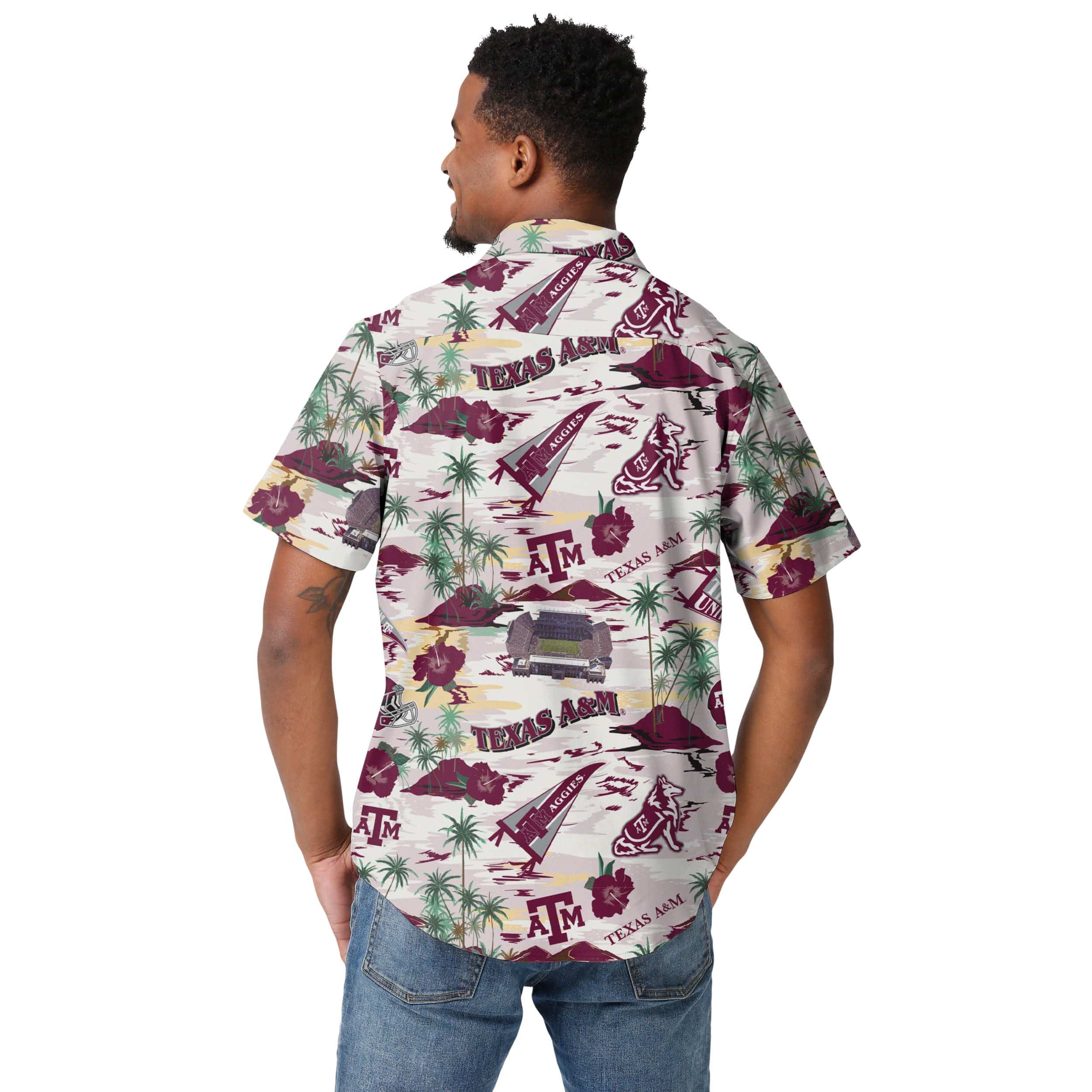 Texas A&M Aggies NCAA Mens Thematic Stadium Print Button Up Shirt - Image 3