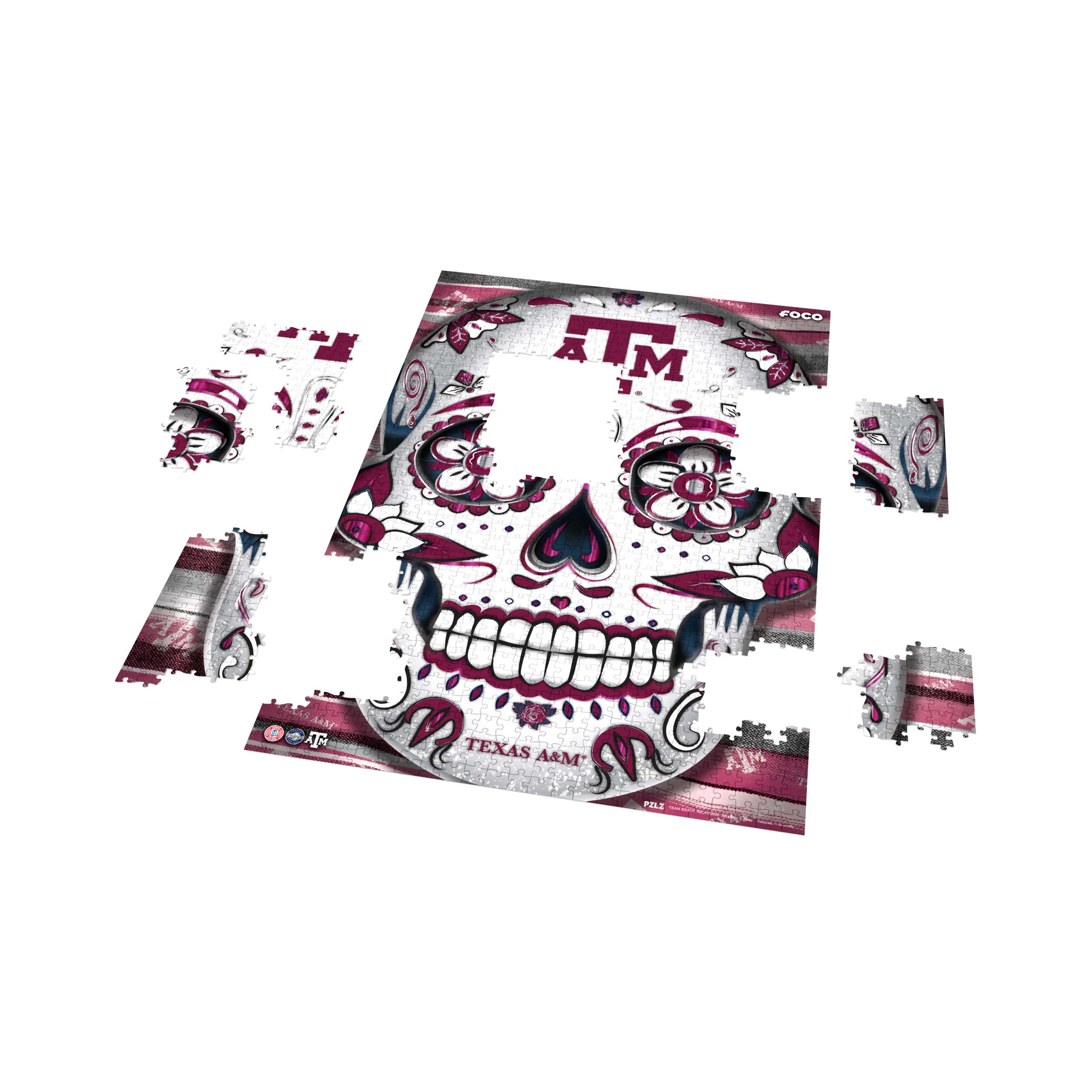 Texas A&M Aggies NCAA Sugar Skull 1000 Piece Jigsaw Puzzle PZLZ - Image 3