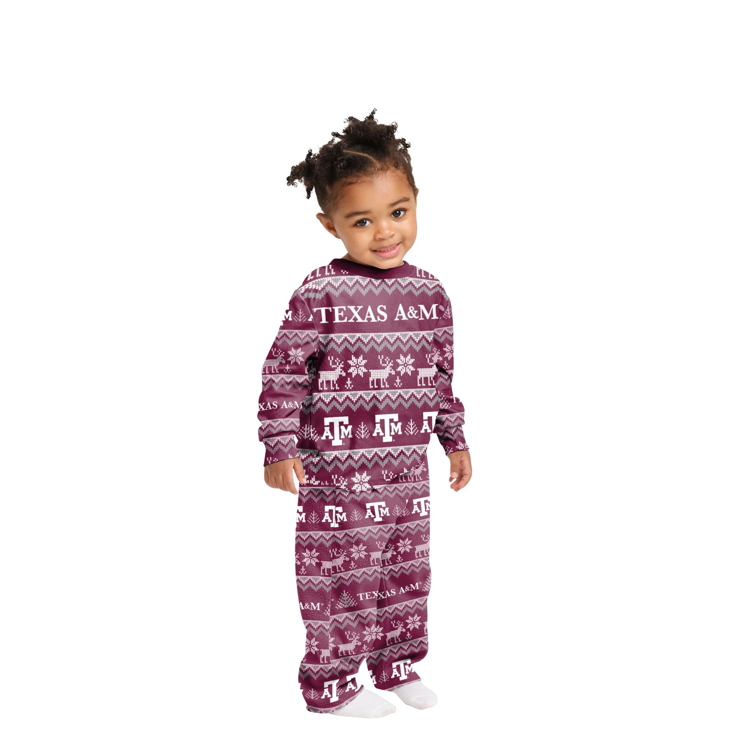 Texas A&M Aggies NCAA Ugly Pattern Family Holiday Pajamas - Image 3