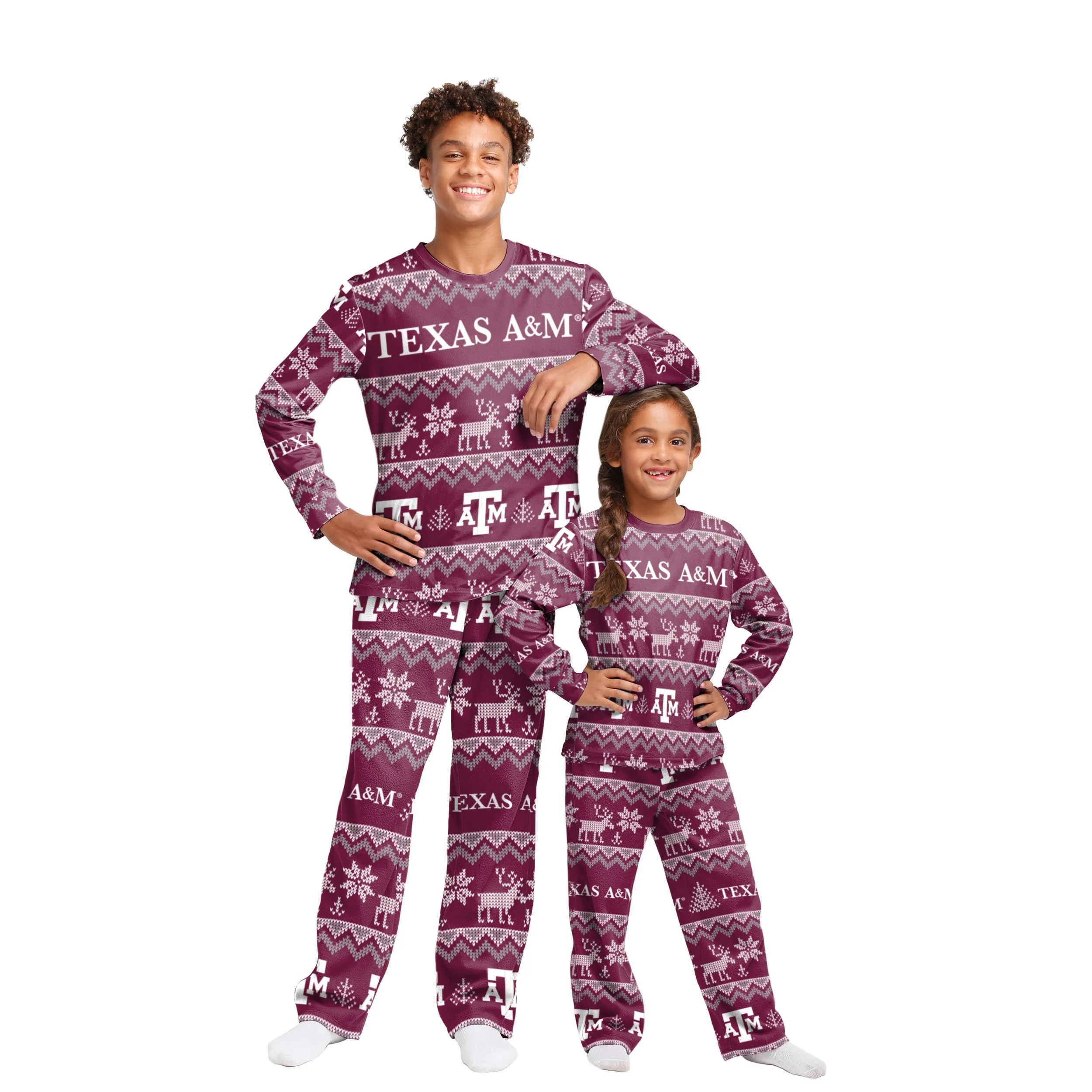Texas A&M Aggies NCAA Ugly Pattern Family Holiday Pajamas - Image 4