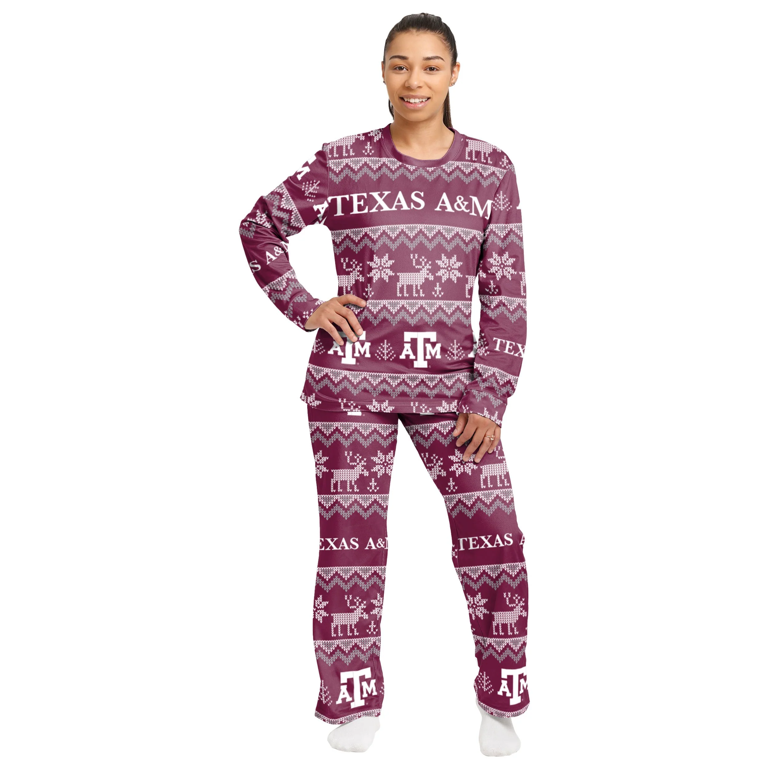 Texas A&M Aggies NCAA Ugly Pattern Family Holiday Pajamas - Image 5