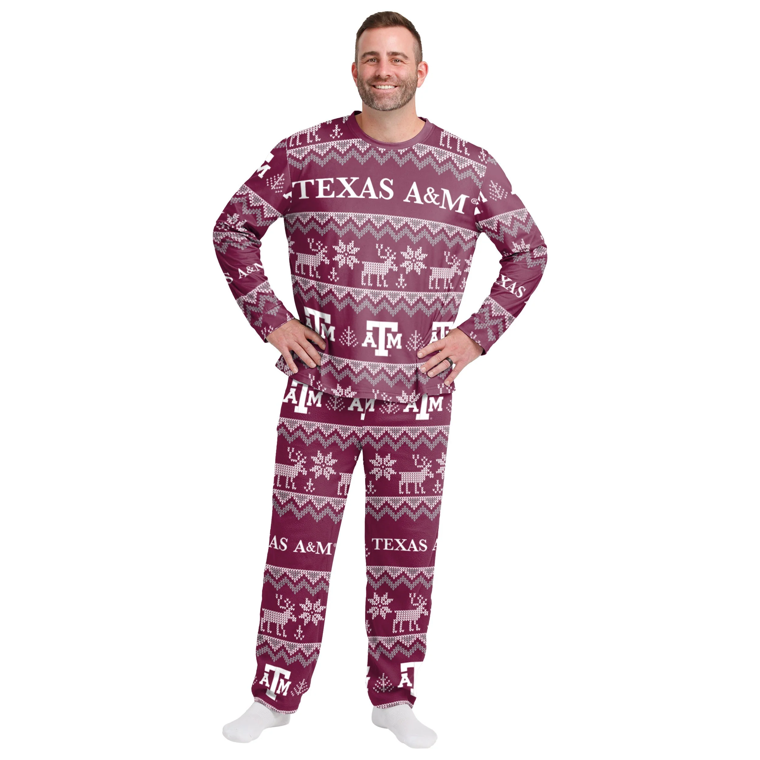 Texas A&M Aggies NCAA Ugly Pattern Family Holiday Pajamas - Image 6