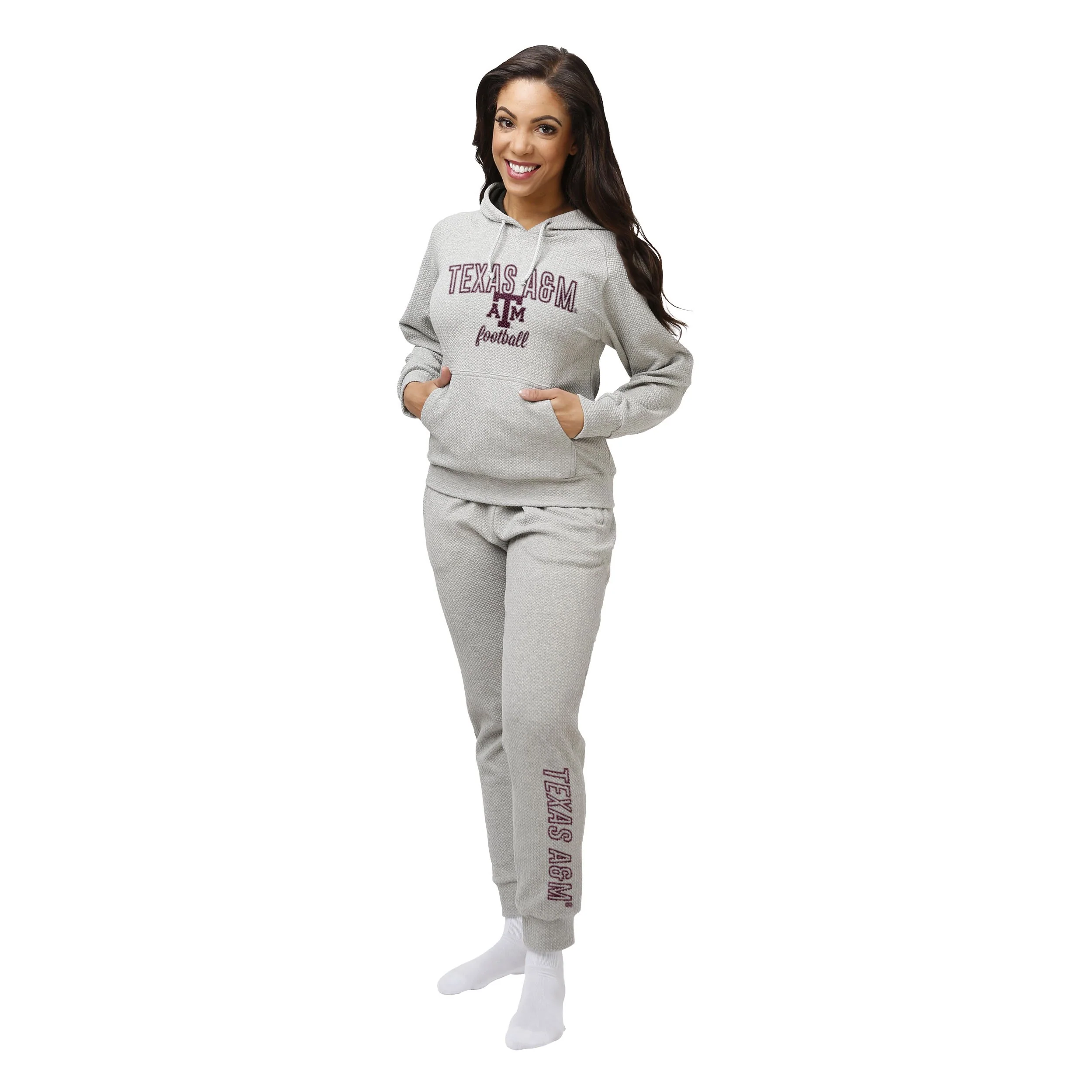 Texas A&M Aggies NCAA Womens Gray Woven Hoodie - Image 2